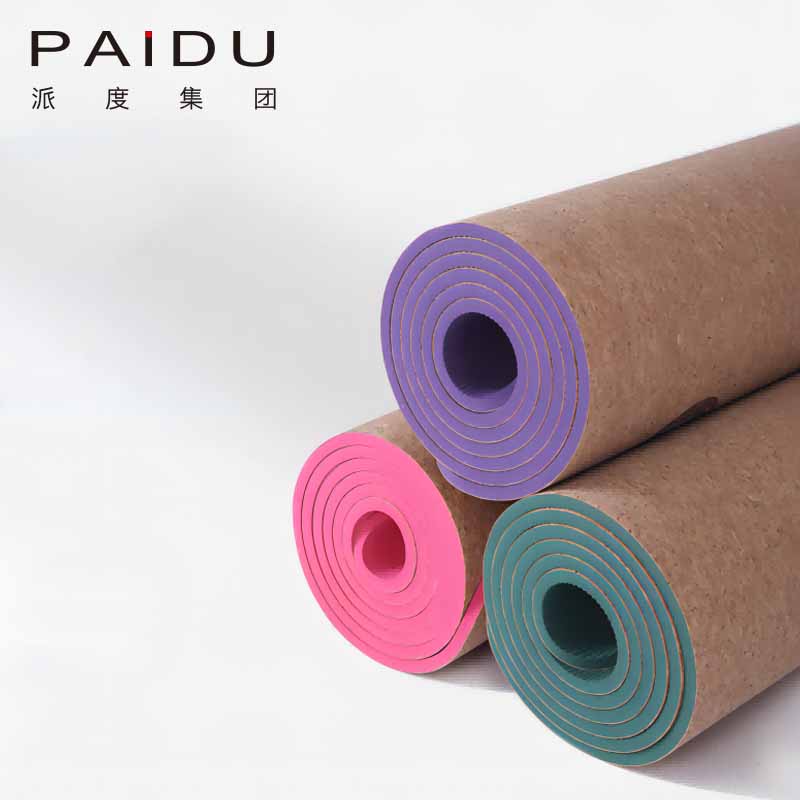 Paidu Manufacturer 183*68Cm Customized Wholesale Cork Tpe Yoga Mat Manufacturer