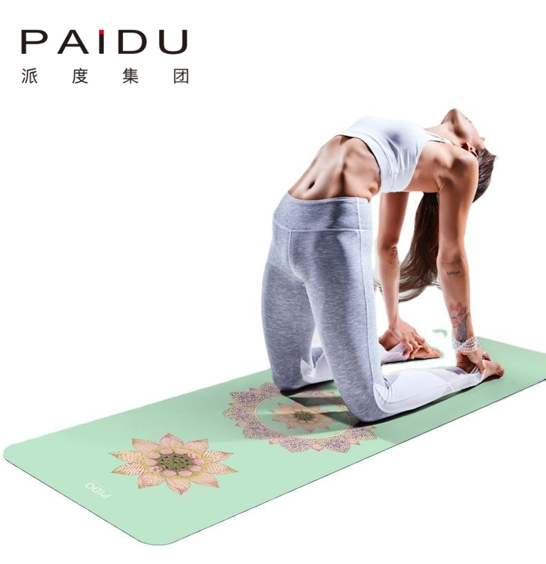Paidu Manufacturer 183*61Cm Anti-Slip Suede Rubber Printing Yoga Mat