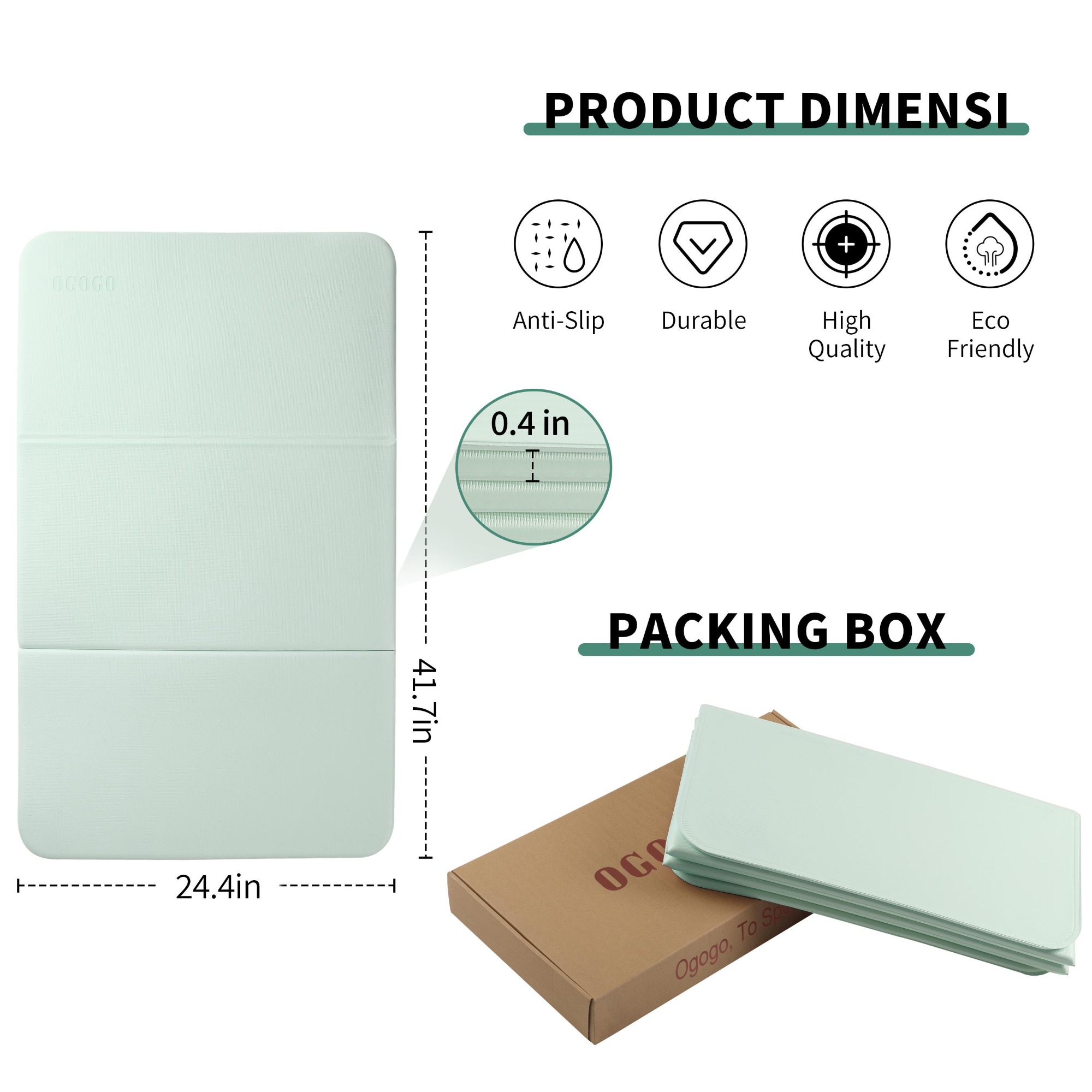 PIDO TPE Thickened Non-slip Outdoor Three-fold Yoga Mat Camping Fitness Portable Mat Green