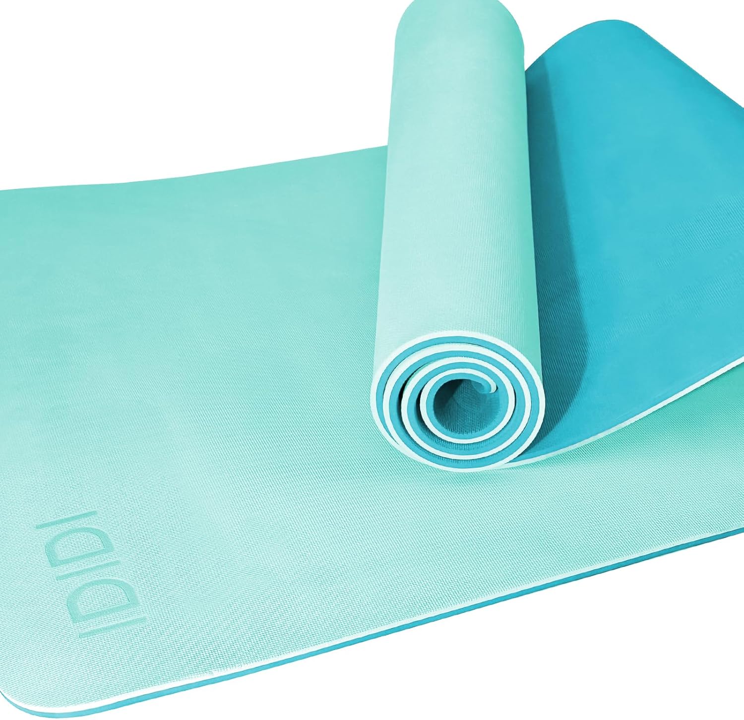 Yoga Mat with Strap,Non-Skid Workout Mat,8mm Thick Yoga Mat,POE Yoga Mats for Women Men Kids,Exercise Mat with Easy-Cinch,72"x24"x0.32” (183x61x0.8cm) Light Green+Teal
