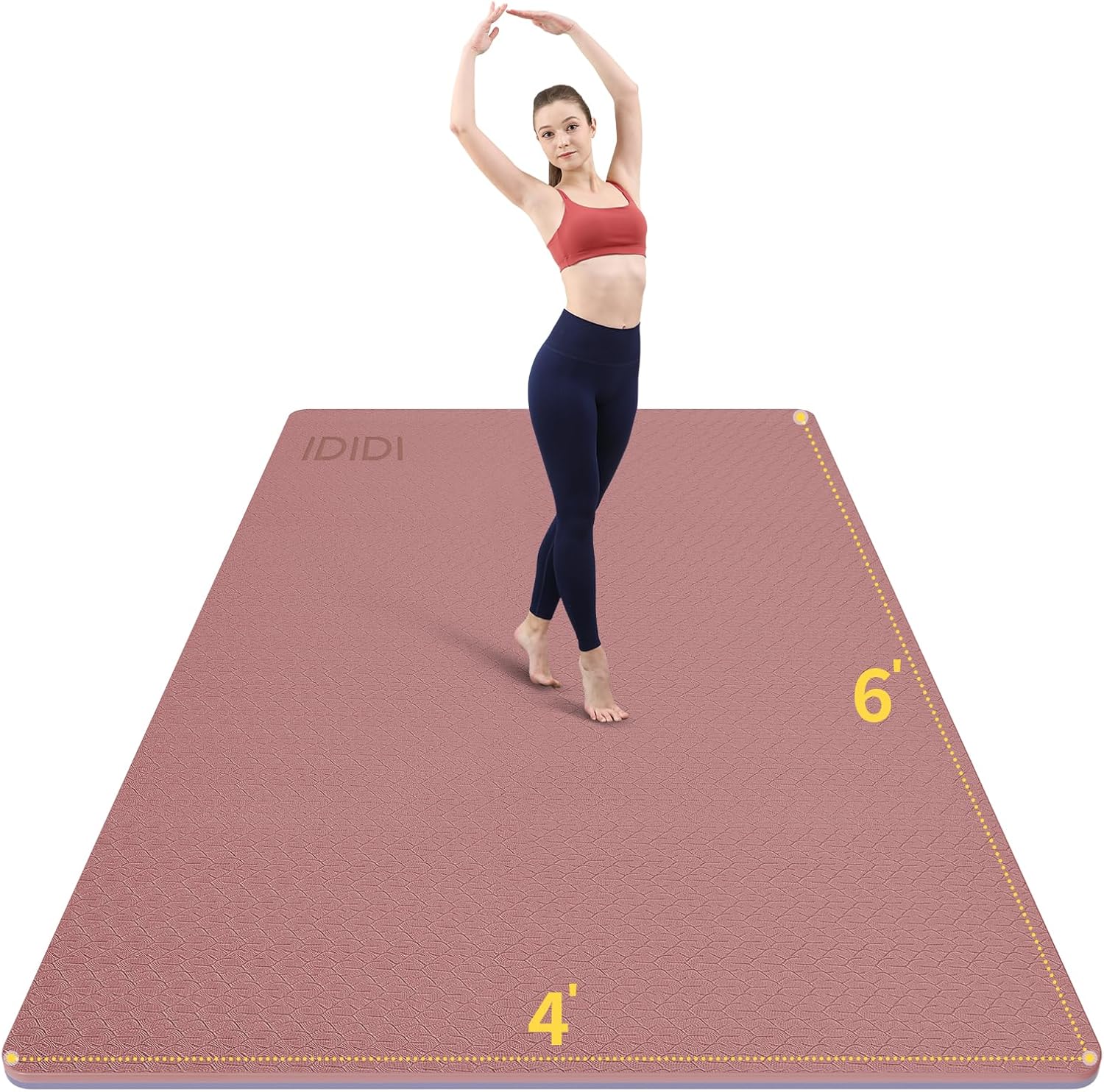 Yoga Mat with Strap,Non-Skid Workout Mat,8mm Thick Yoga Mat,POE Yoga Mats for Women Men Kids,Exercise Mat with Easy-Cinch,72"x24"x0.32” (183x61x0.8cm) Deep Pink +Grey
