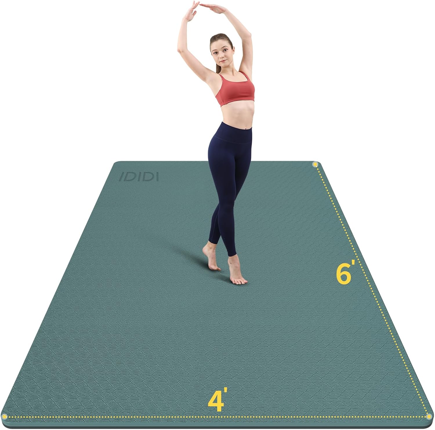Yoga Mat with Strap,Non-Skid Workout Mat,8mm Thick Yoga Mat,POE Yoga Mats for Women Men Kids,Exercise Mat with Easy-Cinch,72"x24"x0.32” (183x61x0.8cm) Deep Green +Gray