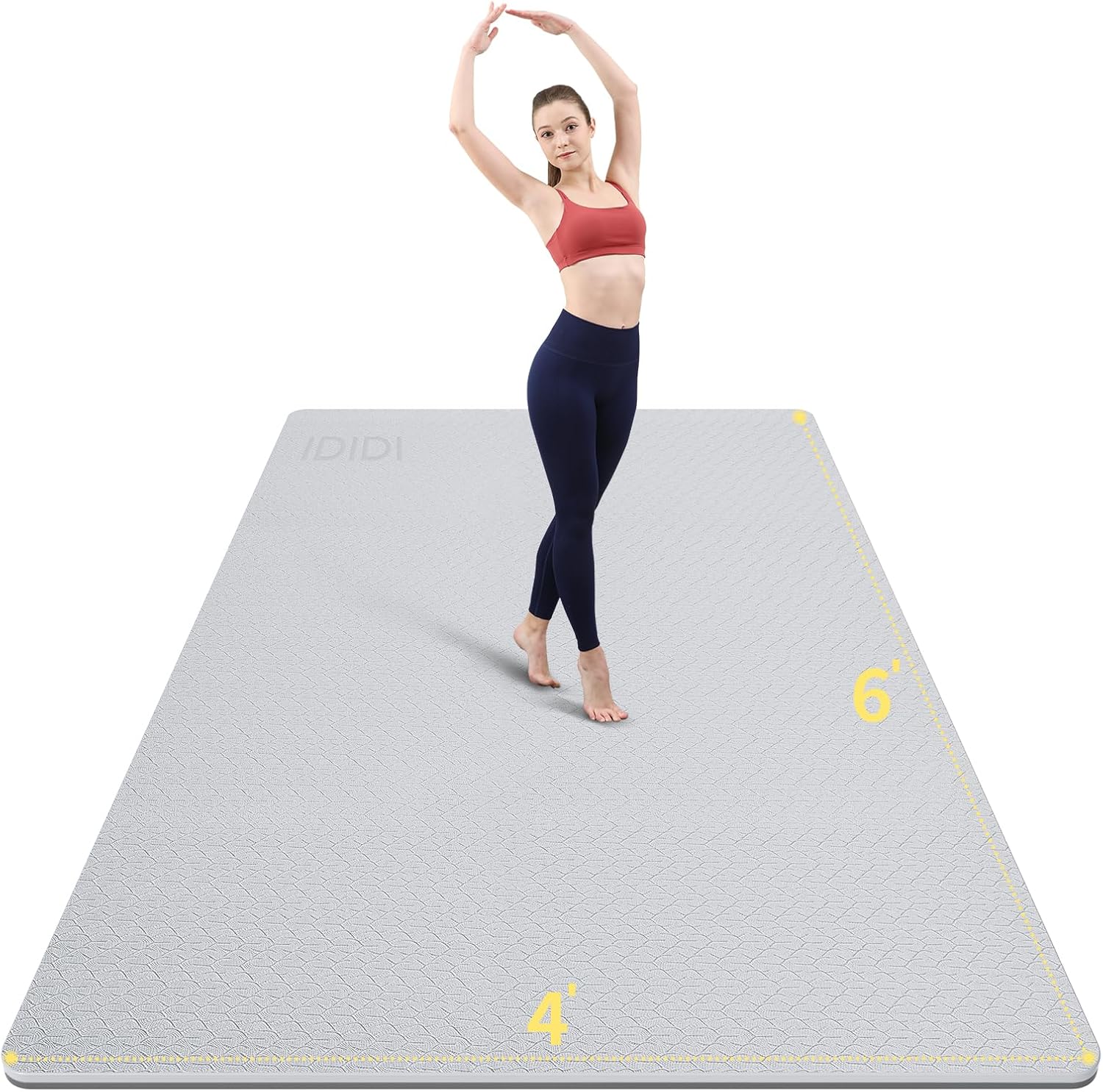 Yoga Mat with Strap,Non-Skid Workout Mat,8mm Thick Yoga Mat,POE Yoga Mats for Women Men Kids,Exercise Mat with Easy-Cinch,72"x24"x0.32” (183x61x0.8cm) Gray+Black