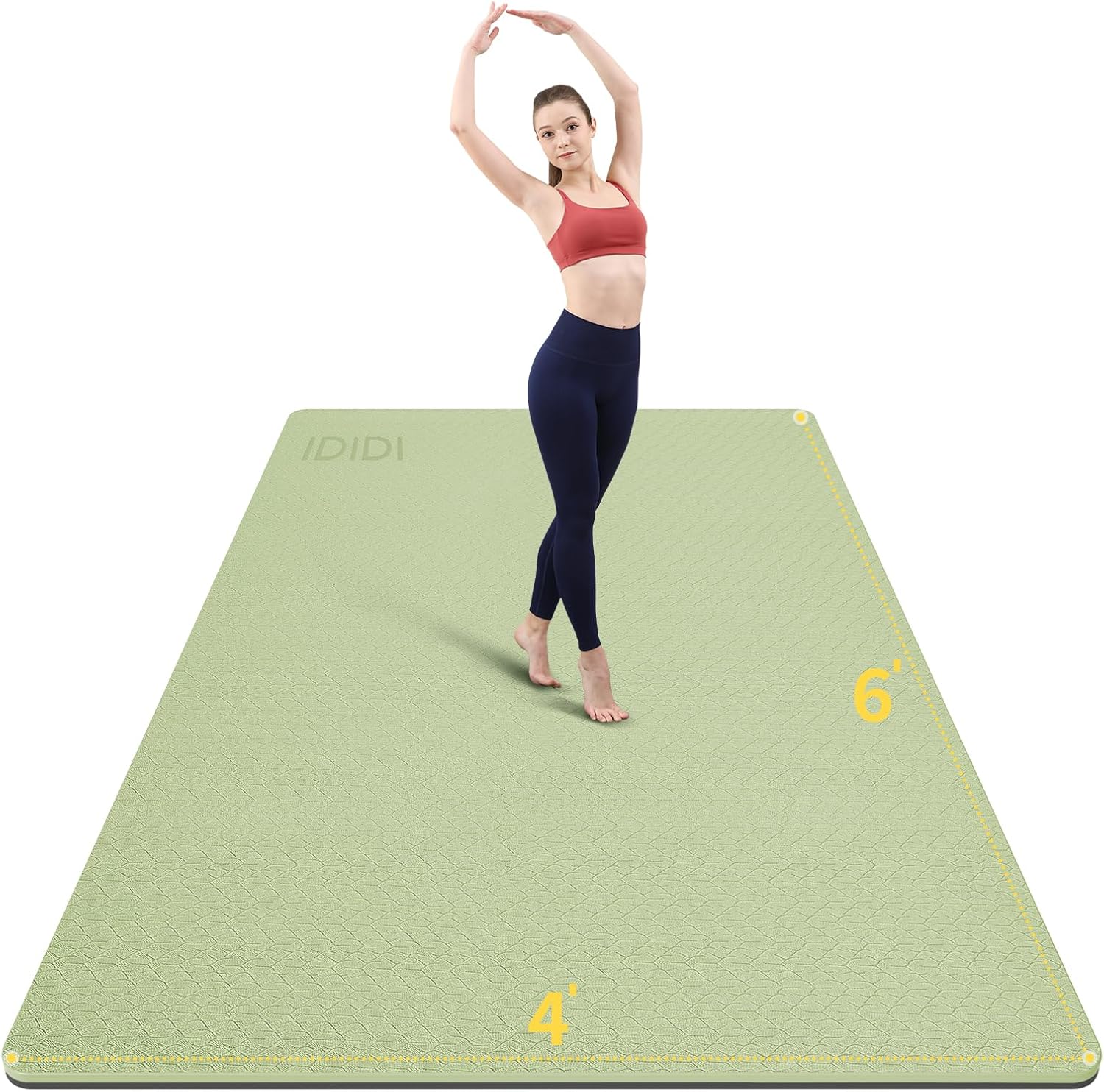 Yoga Mat with Strap,Non-Skid Workout Mat,8mm Thick Yoga Mat,POE Yoga Mats for Women Men Kids,Exercise Mat with Easy-Cinch,72"x24"x0.32” (183x61x0.8cm) Green+Black