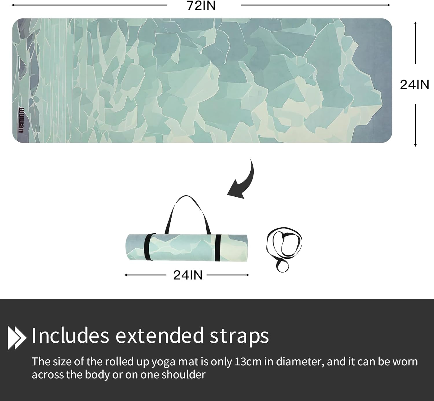 Hot Yoga Mat Printed, Thick 6mm Non Slip Suede tpe yoga Mat with Strap for Women Men Yoga, Pilates, Exercise, Fitness, Floor, Workouts blue lotus