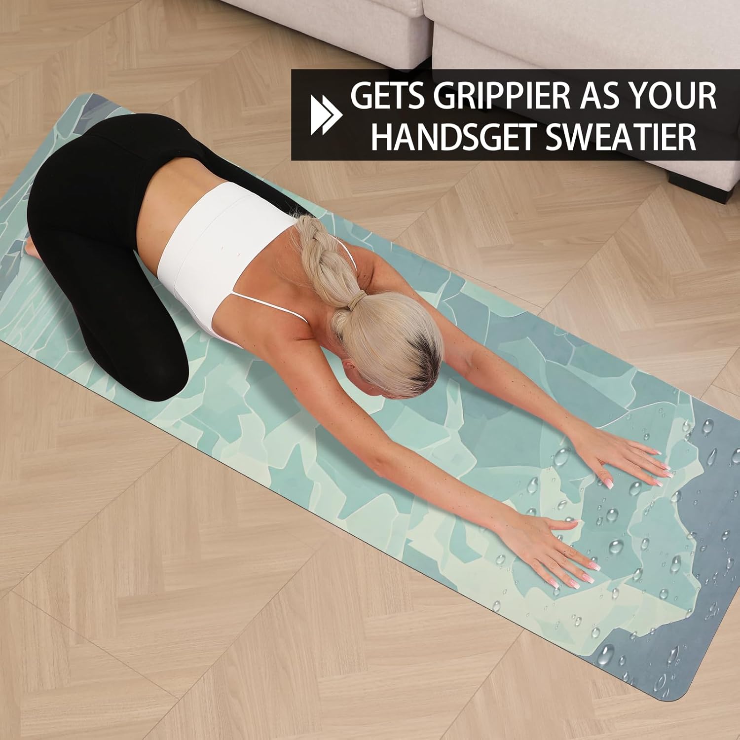 Hot Yoga Mat Printed, Thick 6mm Non Slip Suede tpe yoga Mat with Strap for Women Men Yoga, Pilates, Exercise, Fitness, Floor, Workouts blue lotus