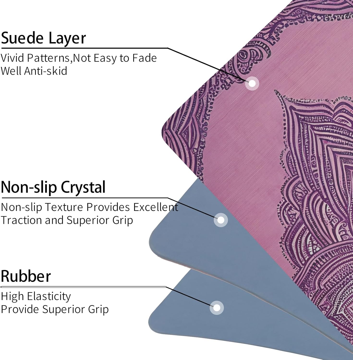 Hot Yoga Mat Printed, Thick 6mm Non Slip Suede tpe yoga Mat with Strap for Women Men Yoga, Pilates, Exercise, Fitness, Floor, Workouts Pink Vines & Purple Flowers