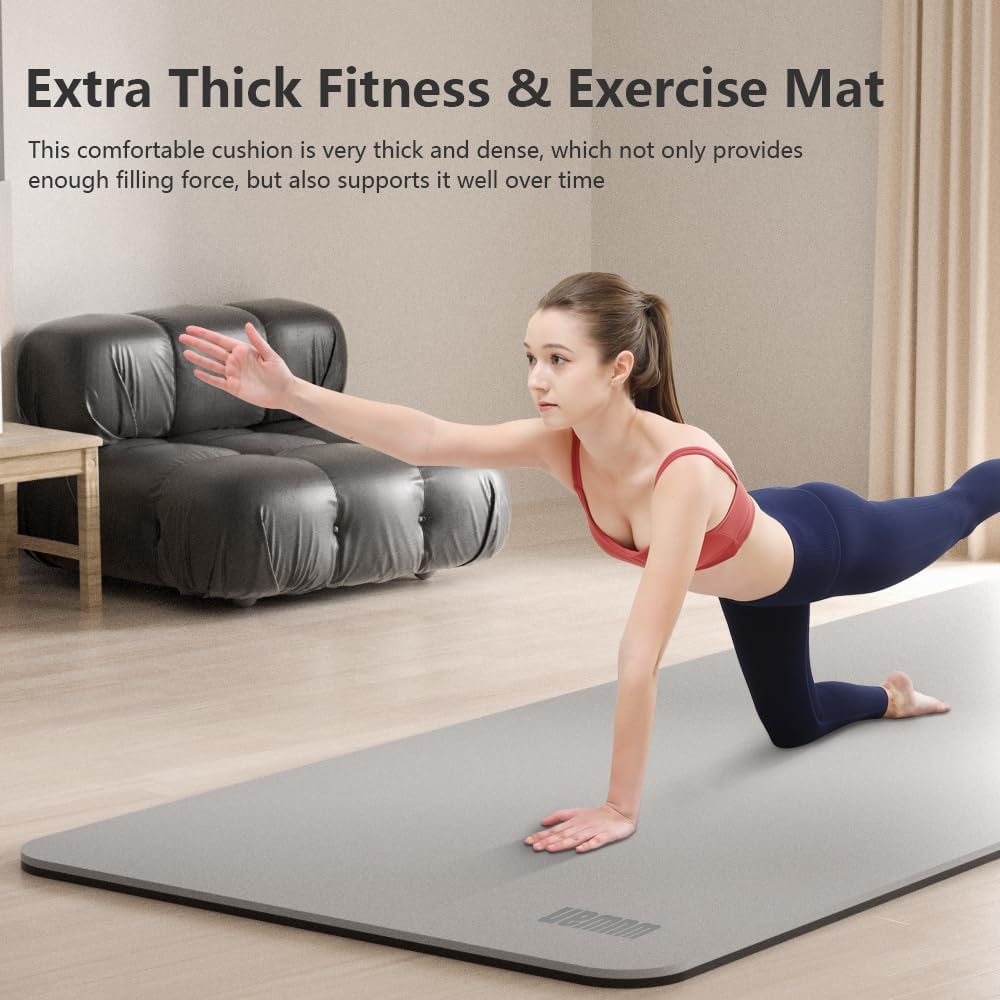 Large Yoga Mat - 80CM Wide Yoga Matt Non-Slip Thick 1/3 Inch Eco-Friendly Exercise Mat with Carrying Strap for Women Yoga, Pilates, Home Workouts (72x32