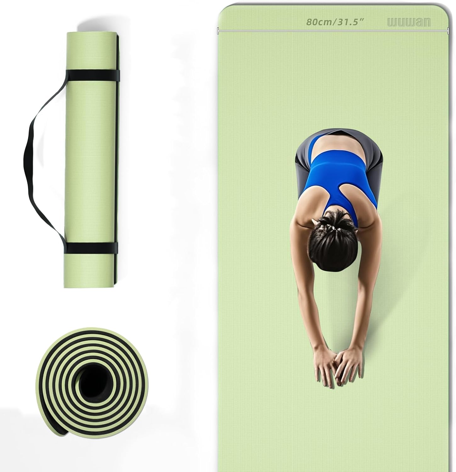 Yoga Mat WideThick 1/3 Inch Eco-Friendly Exercise Mat with Carrying Strap for Women Yoga, Pilates, Home Workouts