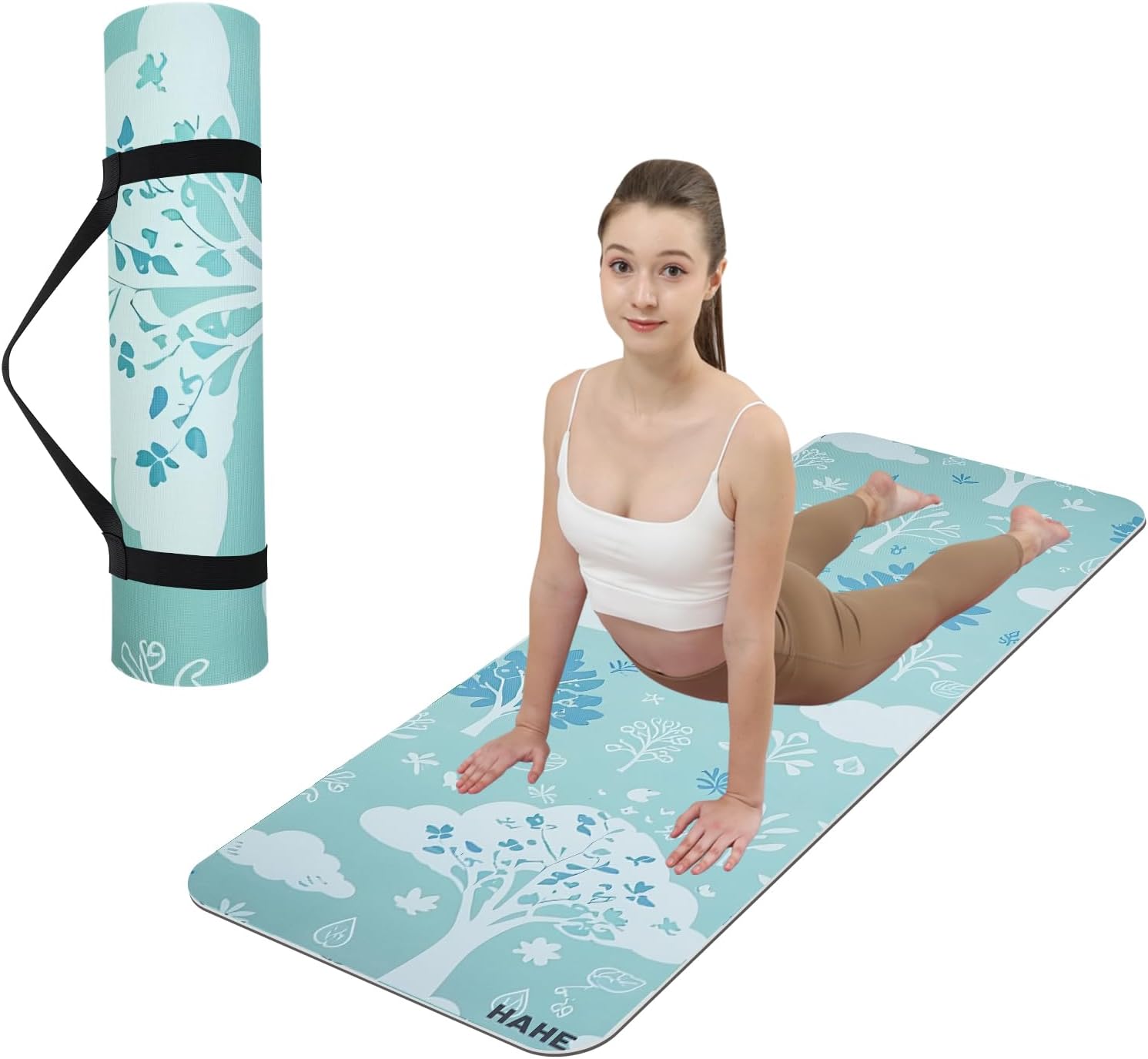 Non Slip Yoga Mat ThickPOE Material High Rebound,Suitable for Yoga, Pilates, Fitness, and More, Provides Superior Cushioning and Support, Durable and Long-Lasting (72" x 24") with Carrying Strap