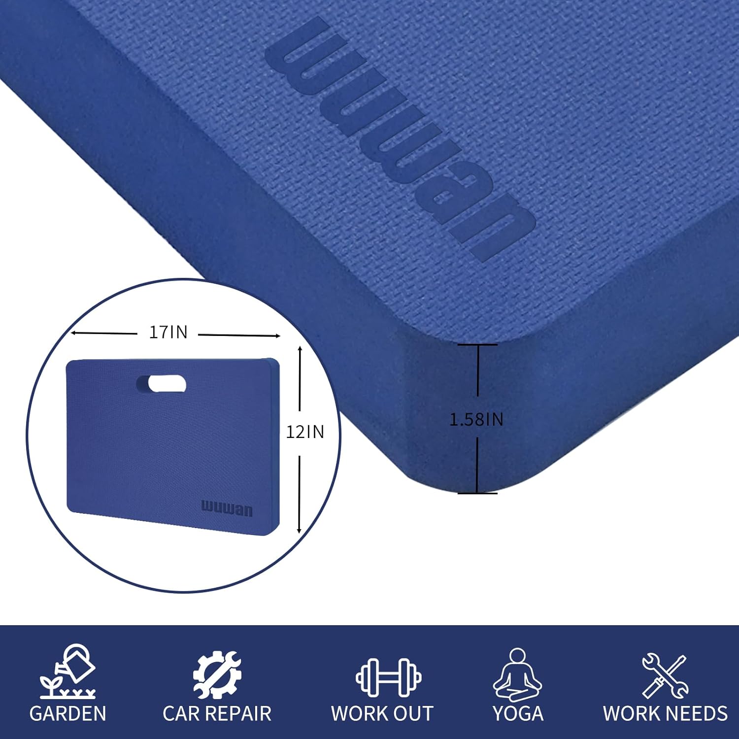 Yoga kneeling mat, 1.5in Thick,Knee Push-ups, Plank Support & Yoga Elbows/Knees Mat Provides Cushion for Kneeling & Elbows BLUE