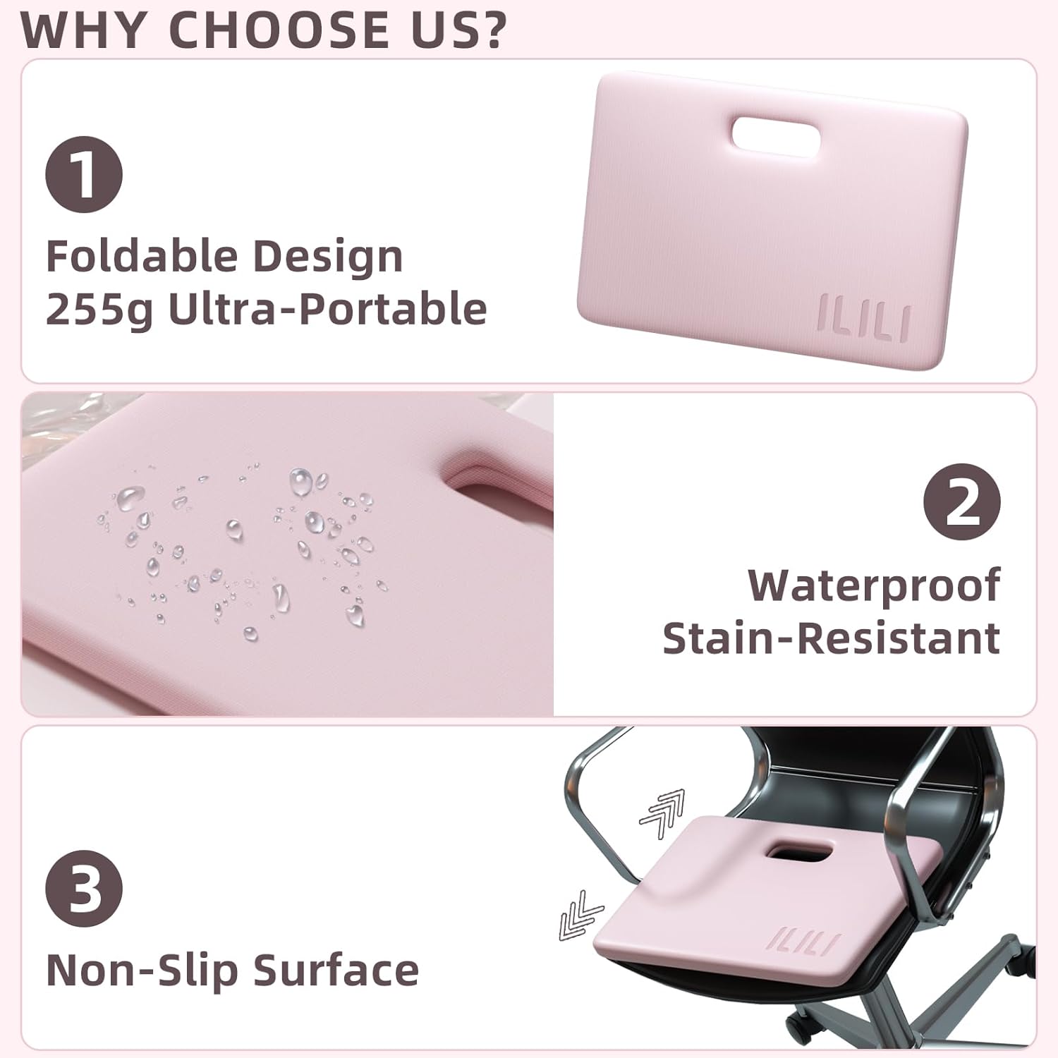 Foldable Yoga Kneeling Mat 1inch, TPE Soft Cushion for Knee Push-ups, Plank Support Pad, Elbow/Knee Support Folding Mat, Portable and Lightweight for Yoga Pilates, Fitness Exercise, Outdoor