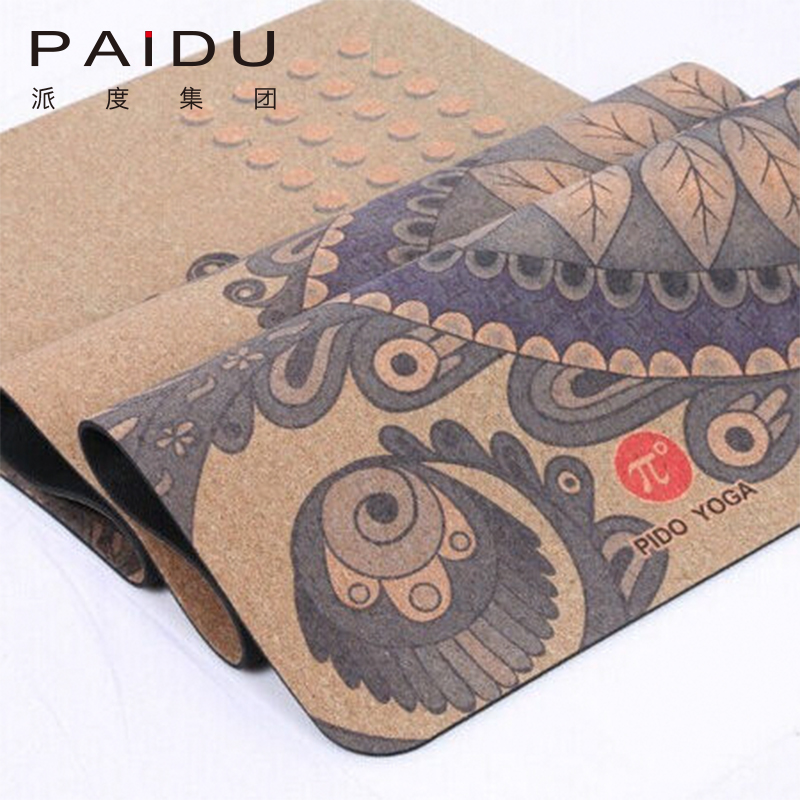 Paidu Manufacturer Quality 5mm Wholesale Cork Rubber Printing Yoga Mat Manufacturer