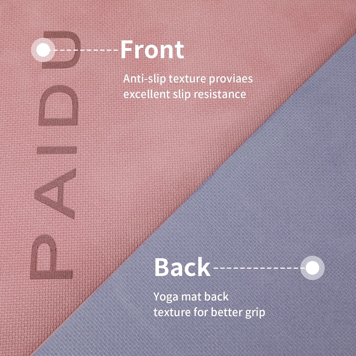 PIDO Yoga Mat Non Slip Anti-tear,extra thick High Resiliency Professional ,Deep Pink+Grey