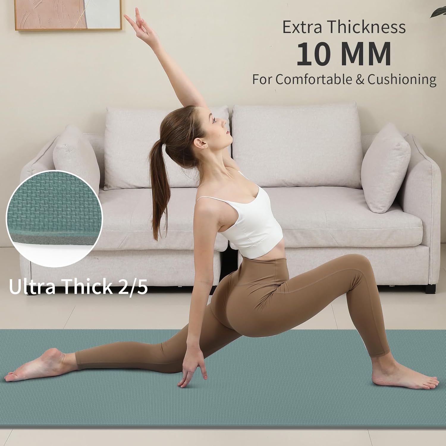 PIDO Yoga Mat Non Slip Deep green+Gray - Paidu Supplier