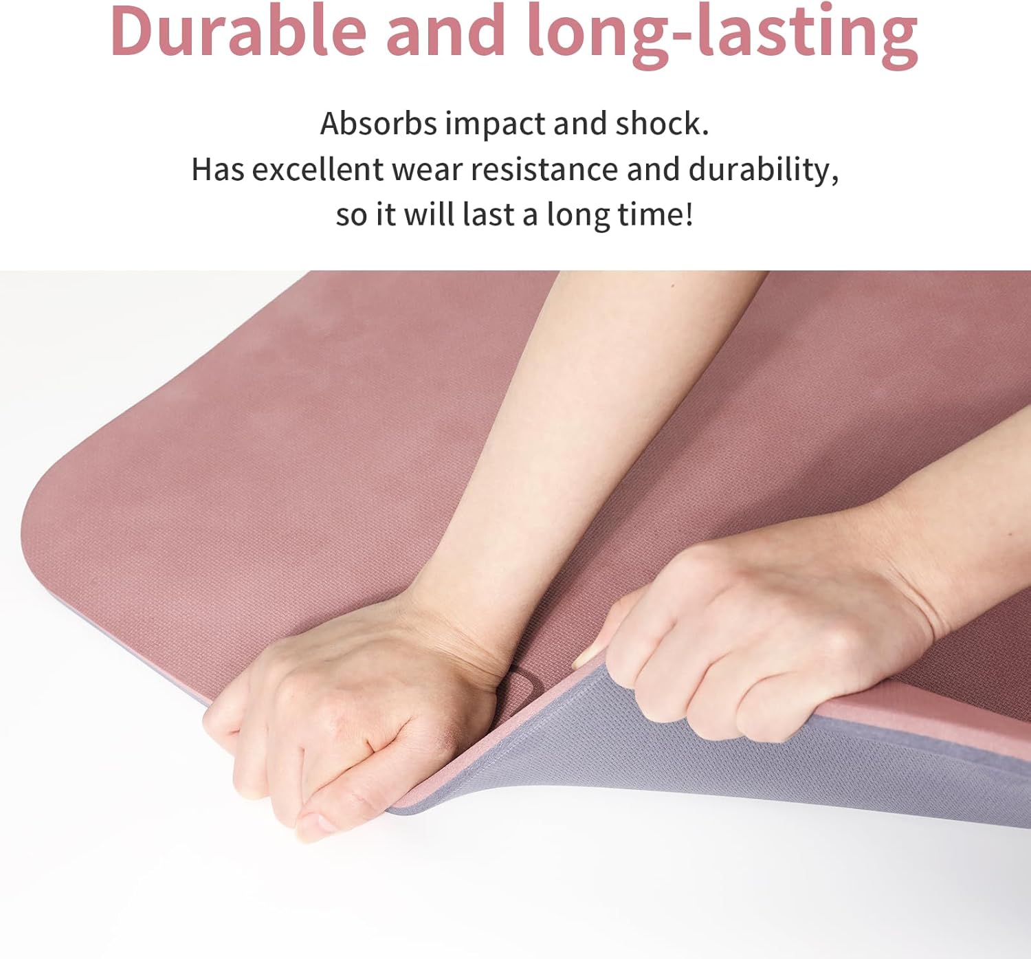 PIDO Yoga Mat Non Slip Anti-tear,extra thick High Resiliency Professional ,Deep Pink+Grey