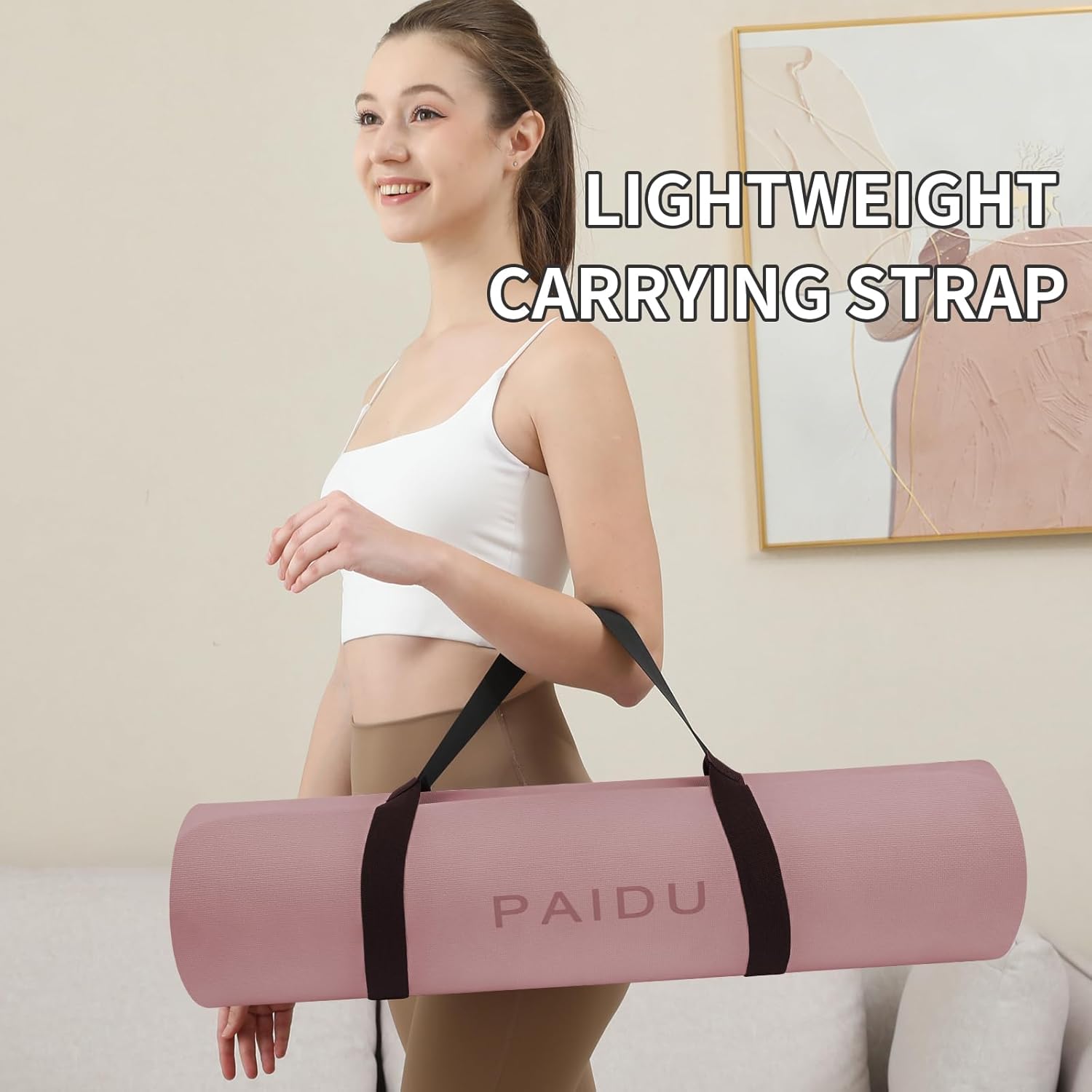 PIDO Yoga Mat Non Slip Anti-tear,extra thick High Resiliency Professional ,Deep Pink+Grey