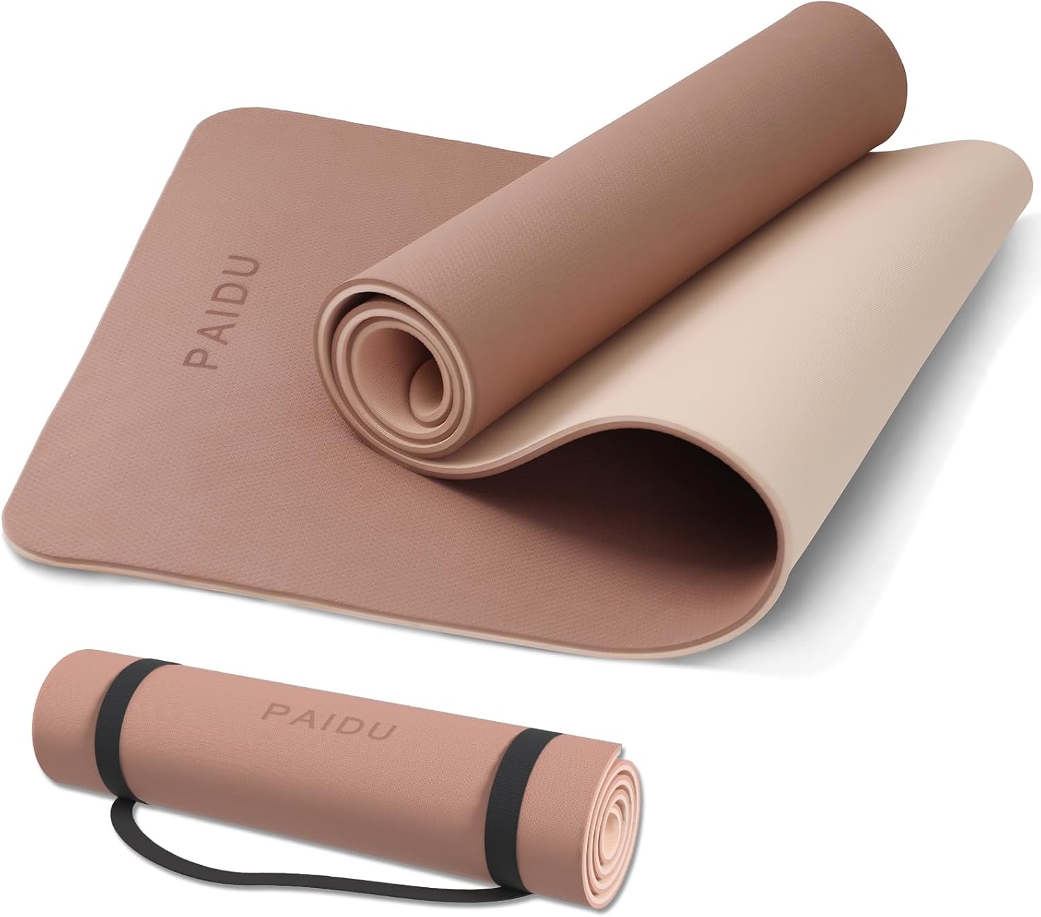 PIDO Yoga Mat Non Slip Yoga Mats for Women Men Kids Brown + Apricot- Paidu Supplier