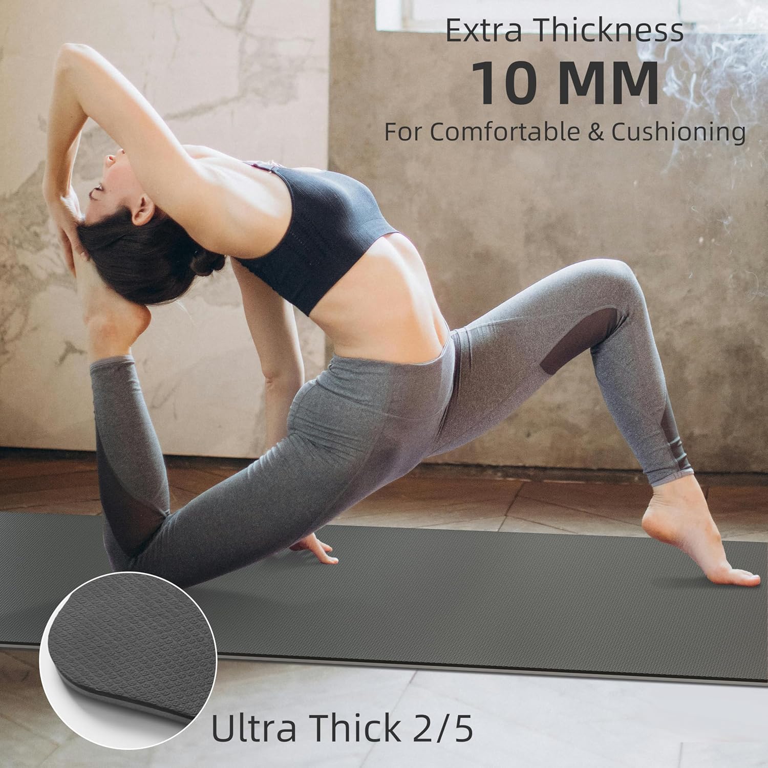 PIDO Yoga Mat Non Slip Yoga Mats for Women Men Kids Grey+Black - Paidu Supplier