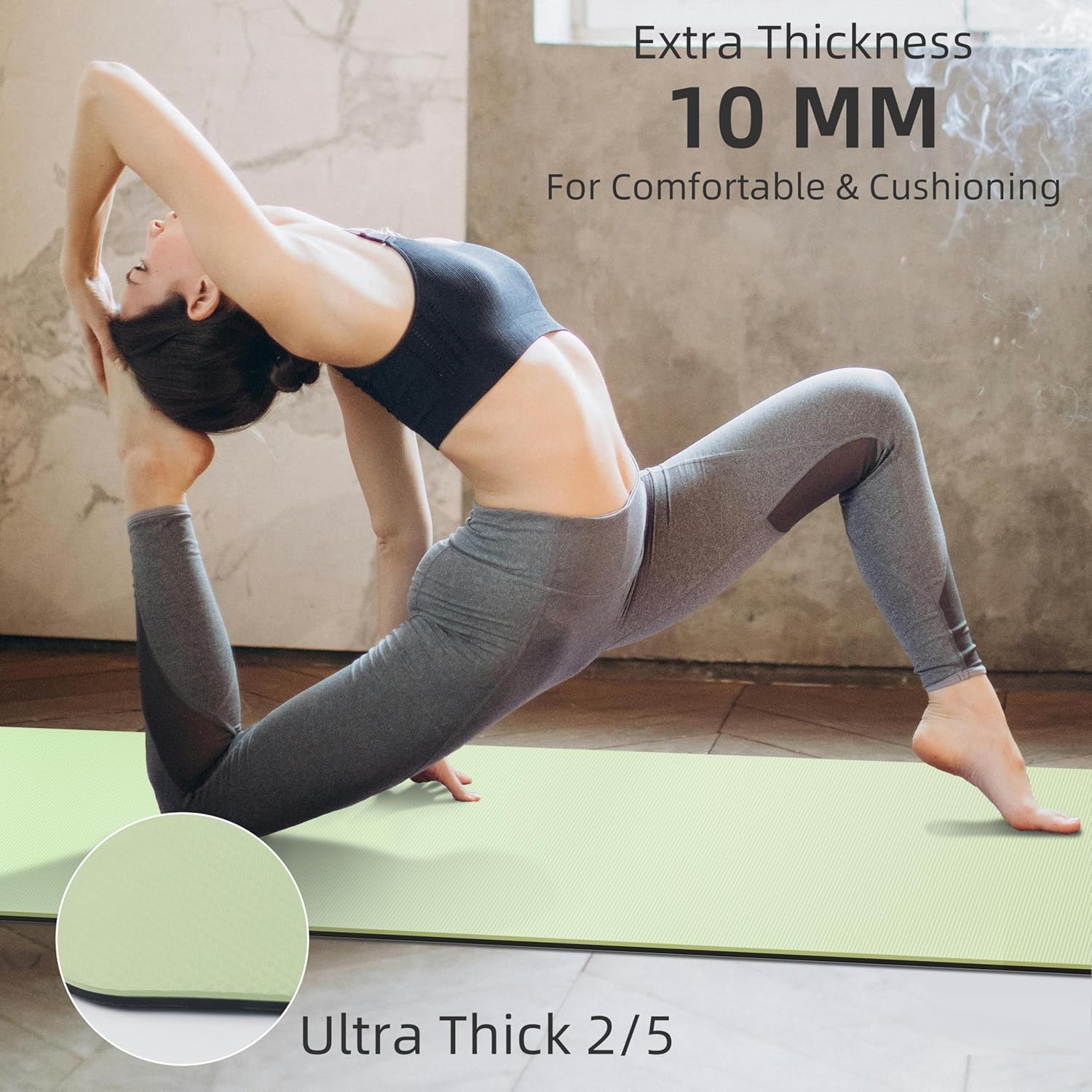 PIDO Yoga Mat Non Slip Yoga Mats for Women Men Kids Green+Black - Paidu Supplier