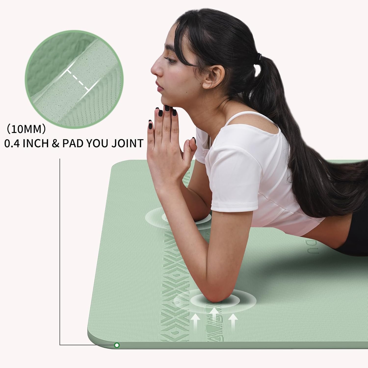 PIDO large yoga mat extra wide and thick mat widened and thickened sports fitness mattress grip rope skipping mat Green