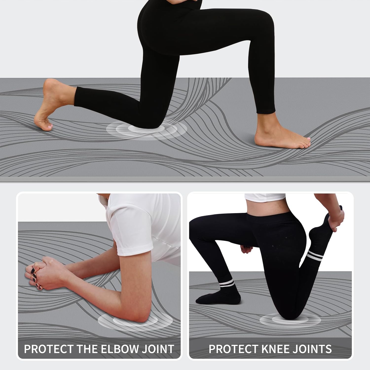 PIDO large yoga mat extra wide and thick mat widened and thickened sports fitness mattress grip rope skipping mat Grey