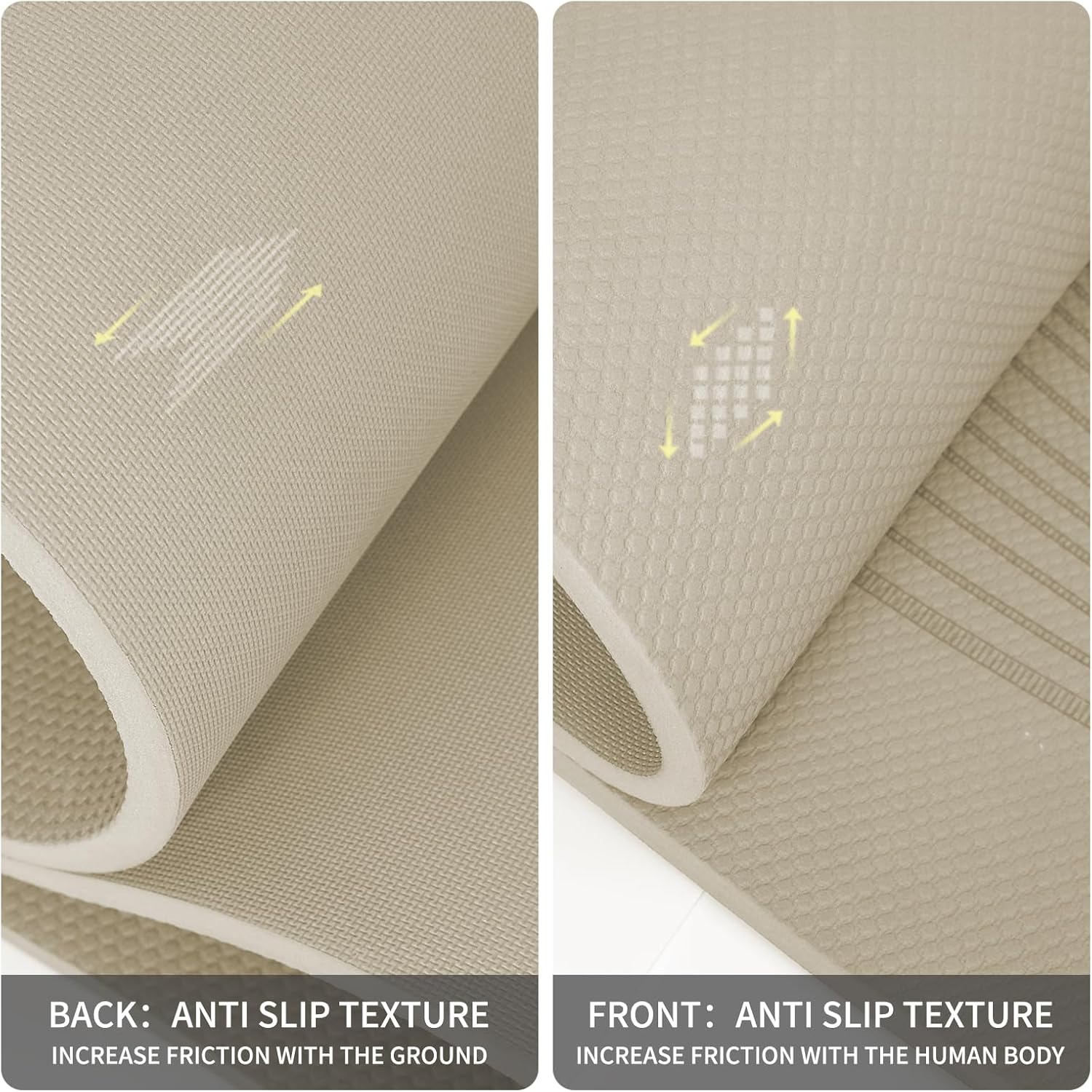 PIDO large yoga mat extra wide and thick mat widened and thickened sports fitness mattress grip rope skipping mat Beige