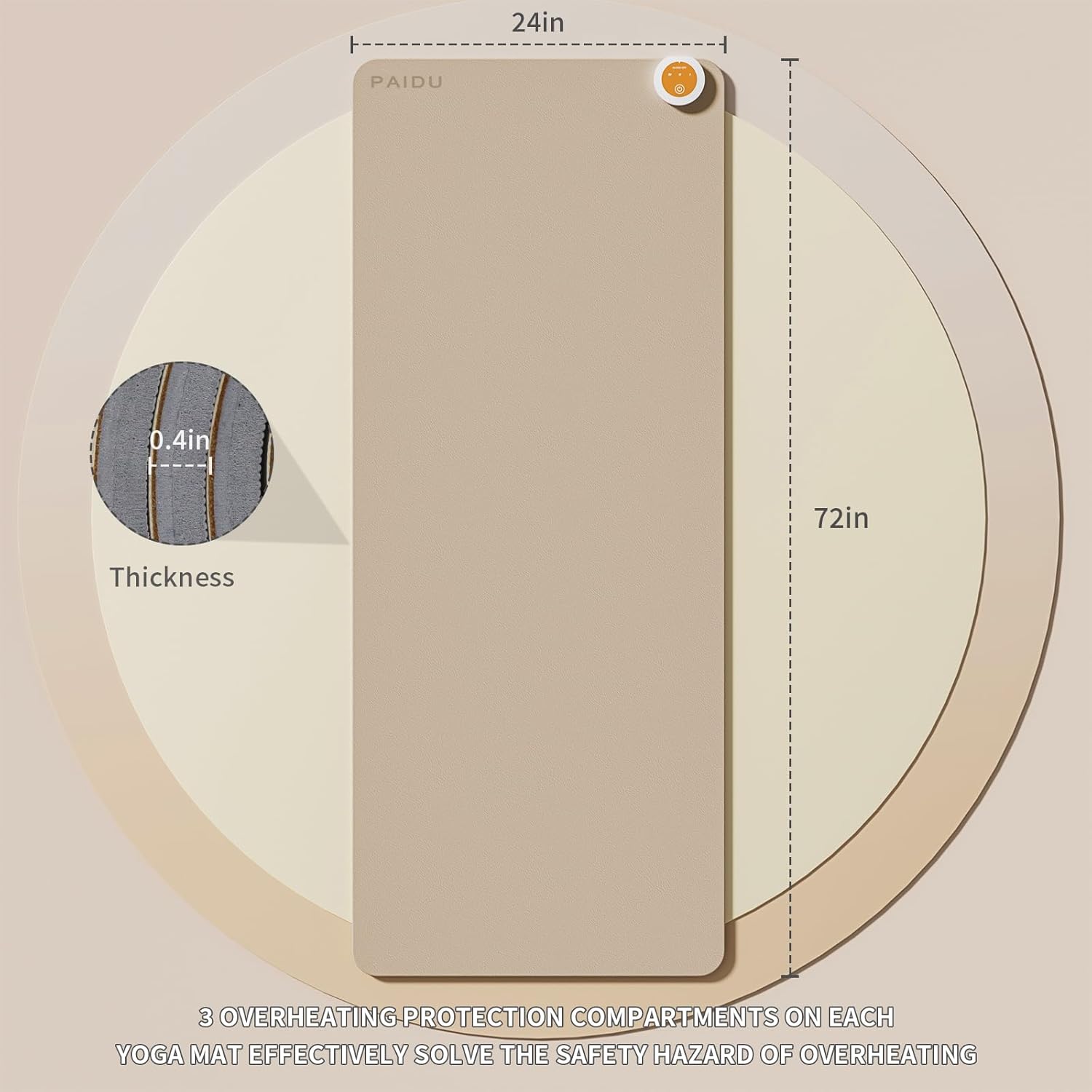 PIDO Heating mat, Adjustable Temperature Heated Floor mat, Extra Large Anti Slip Electric Heating Yoga mat,Foot Warmer,Winter 120V Heated Rug Suitable for Yoga