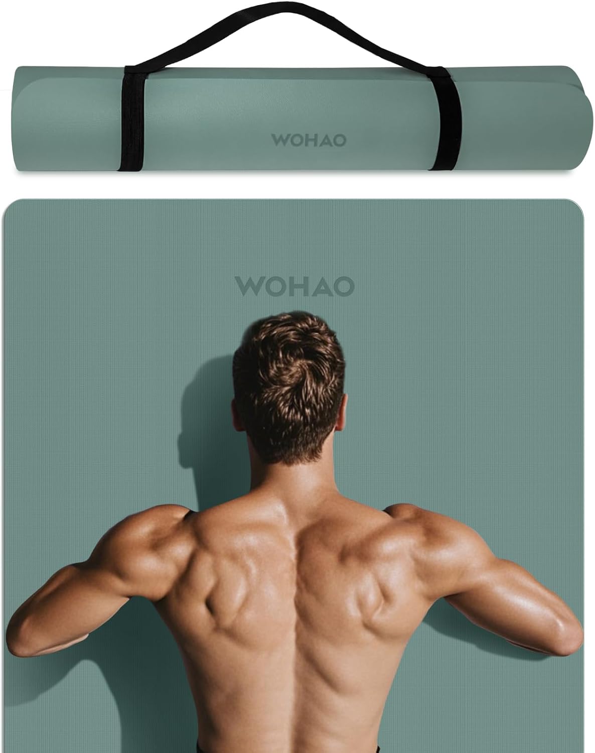 PIDO Non-Slip Yoga Mat,Durable with Carrying Strap for Yoga, Pilates, Home Gym Dark Green