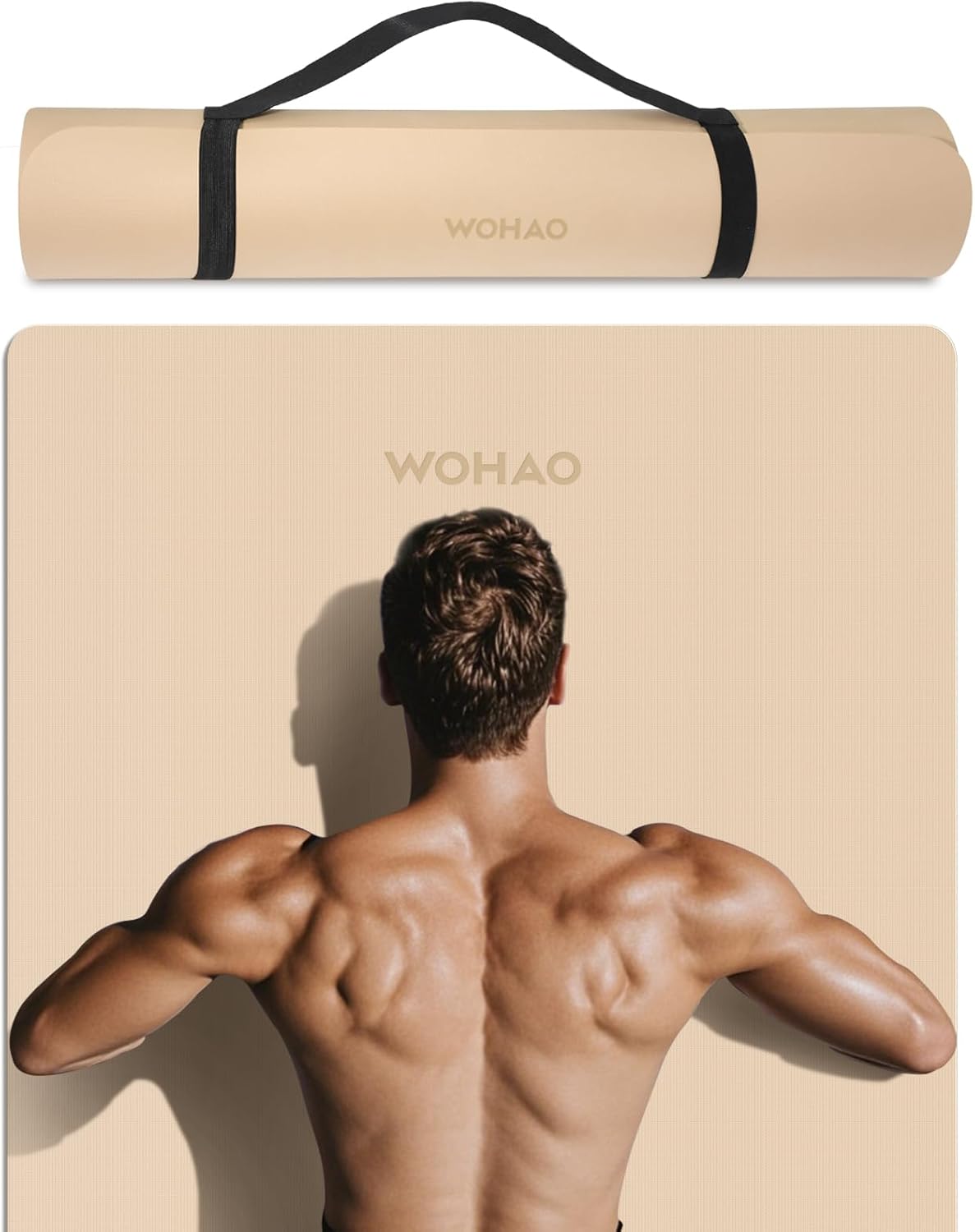 PIDO Non-Slip Yoga Mat,Durable with Carrying Strap for Yoga, Pilates, Home Gym Milk coffee color