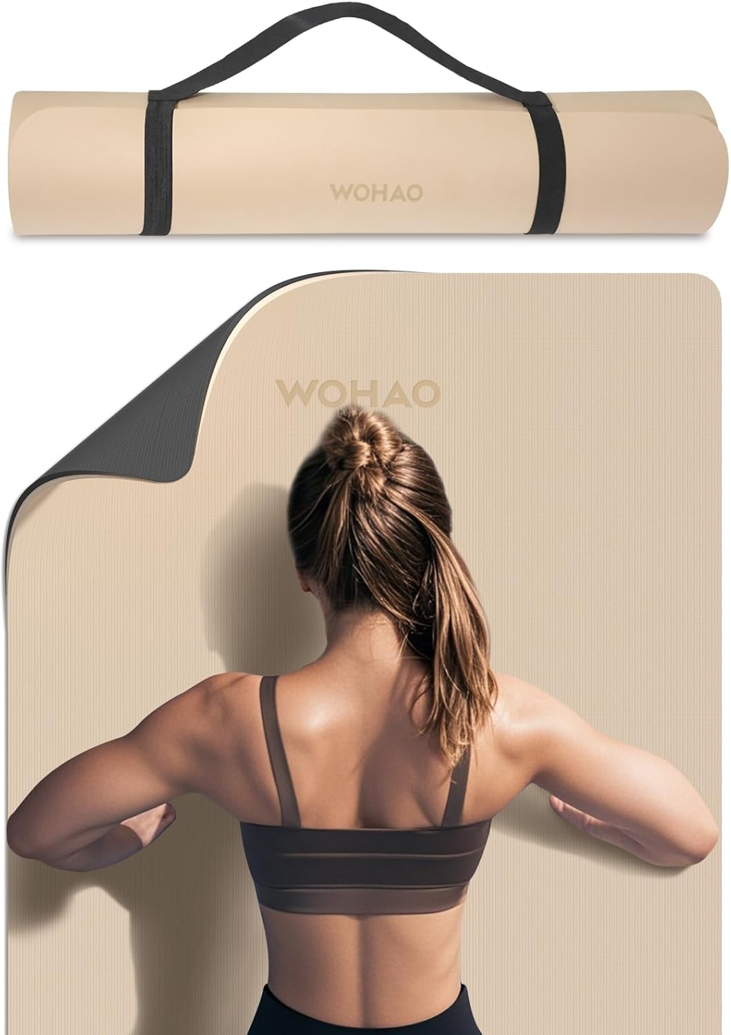 PIDO extra thick 8mm 6mm yoga mat double-sided non-slip exercise mat Milk coffee+Black