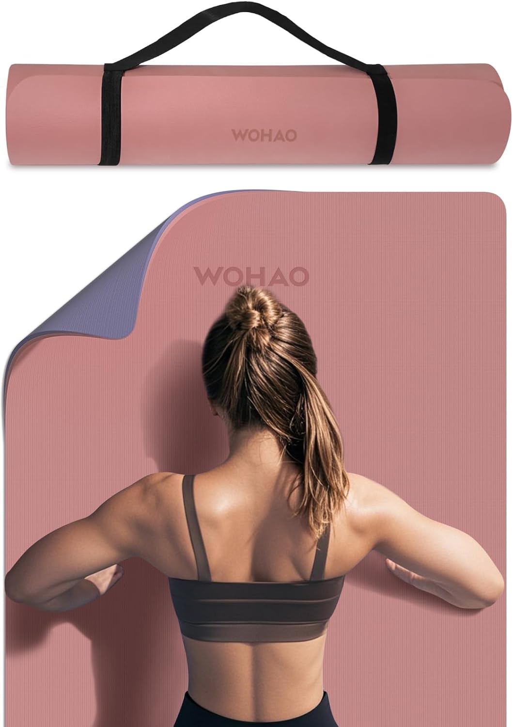 PIDO extra thick 8mm 6mm yoga mat double-sided non-slip exercise mat Dark Powder+Dark silve
