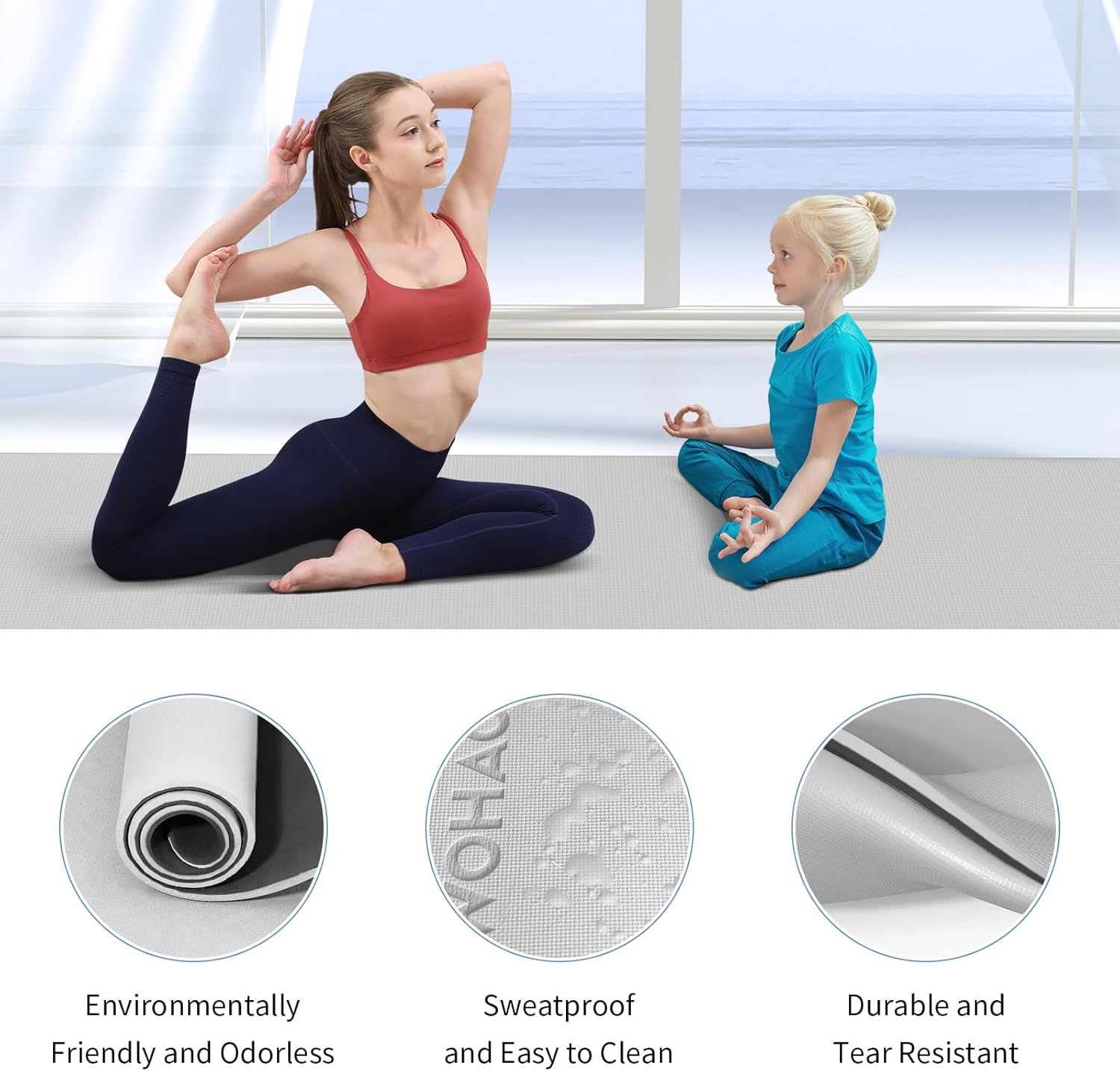 PIDO extra thick 8mm 6mm yoga mat double-sided non-slip exercise mat Gray+Black