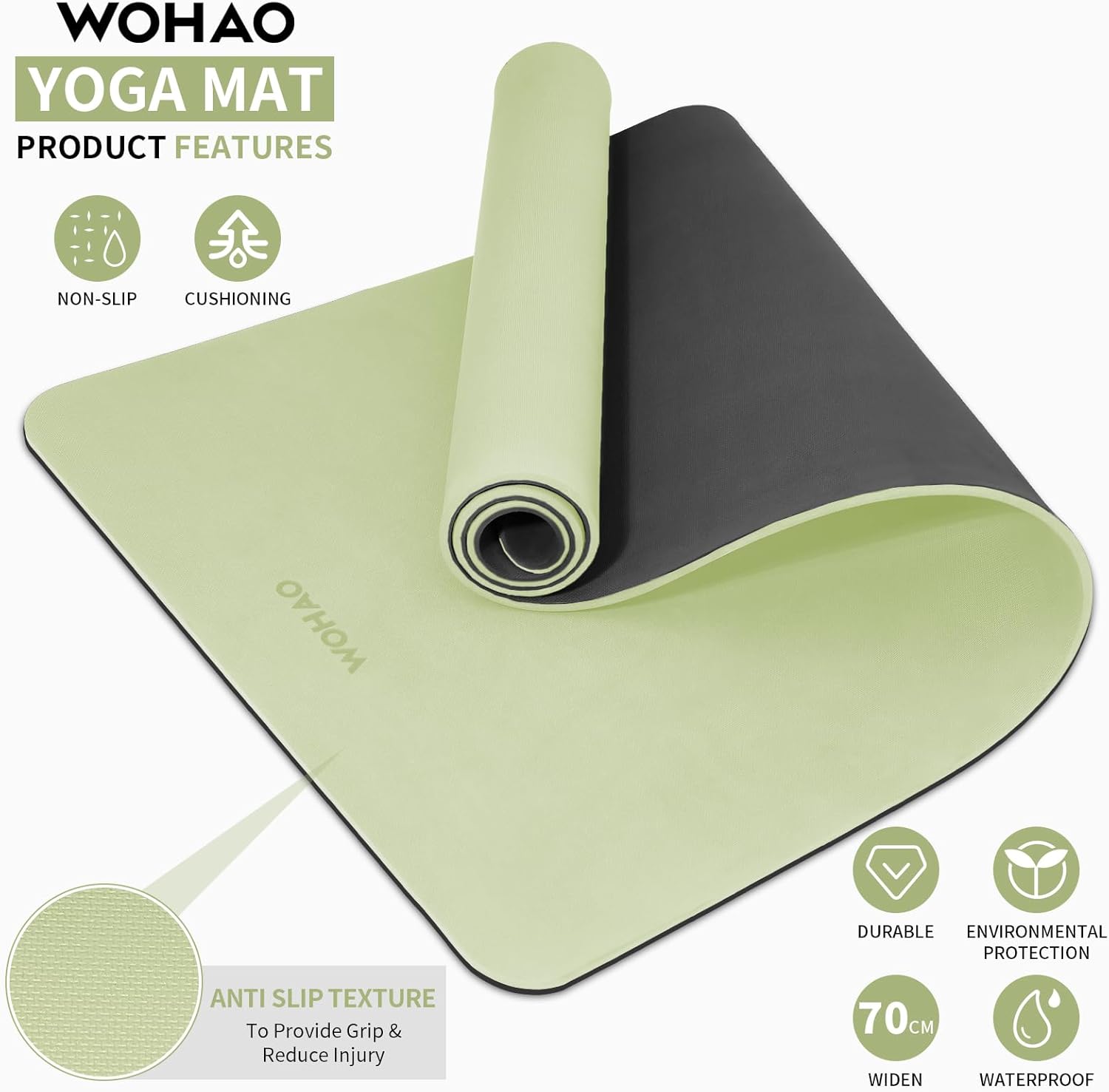 PIDO extra thick 8mm 6mm yoga mat double-sided non-slip exercise mat Green+Black