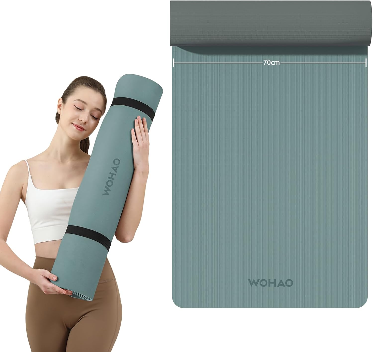 PIDO extra thick 8mm 6mm yoga mat double-sided non-slip exercise mat Dark Green+Dark Grey