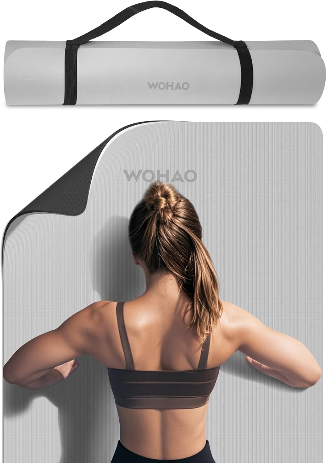 PIDO extra thick 8mm 6mm yoga mat double-sided non-slip exercise mat Gray+Black