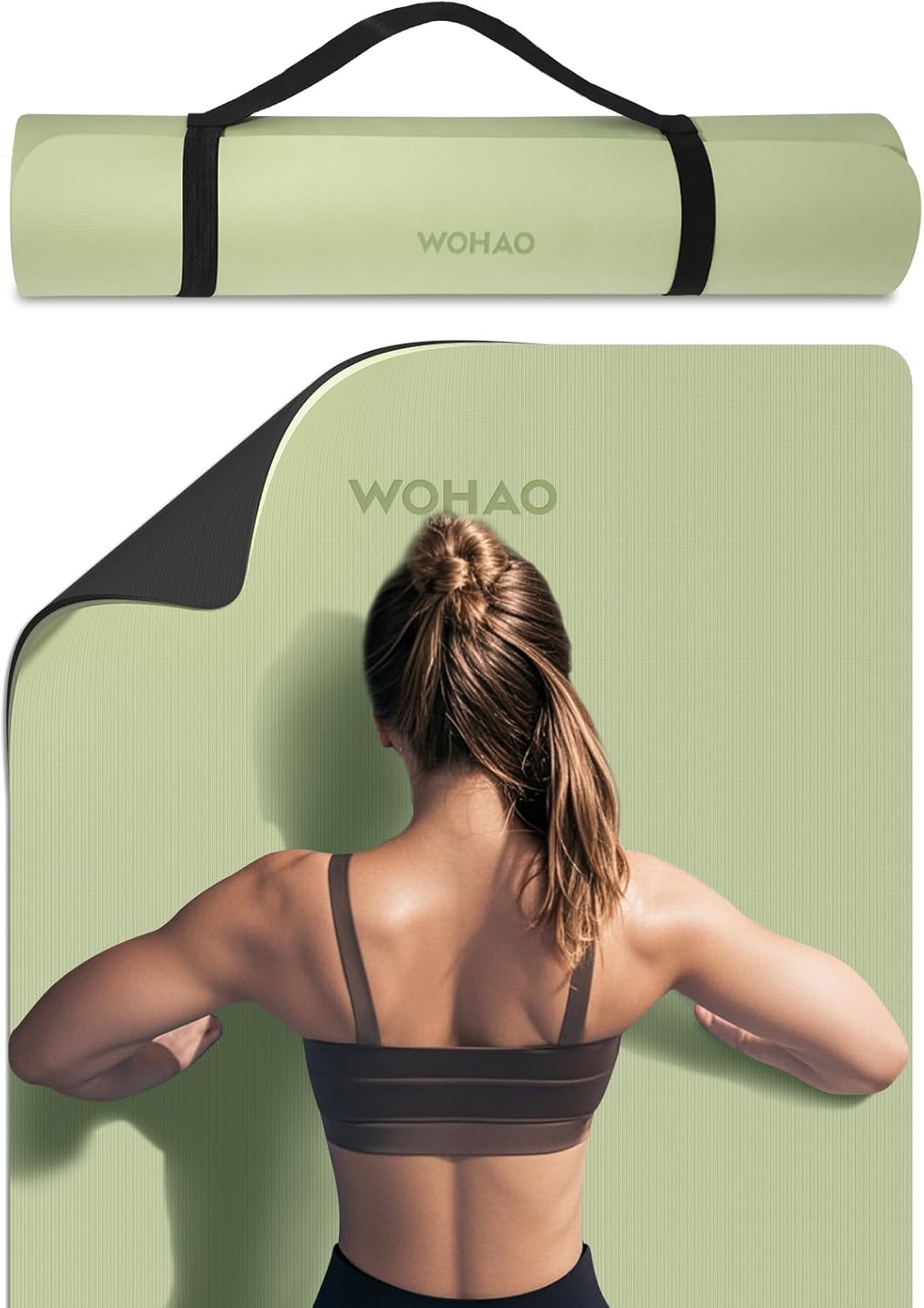 PIDO extra thick 8mm 6mm yoga mat double-sided non-slip exercise mat Green+Black
