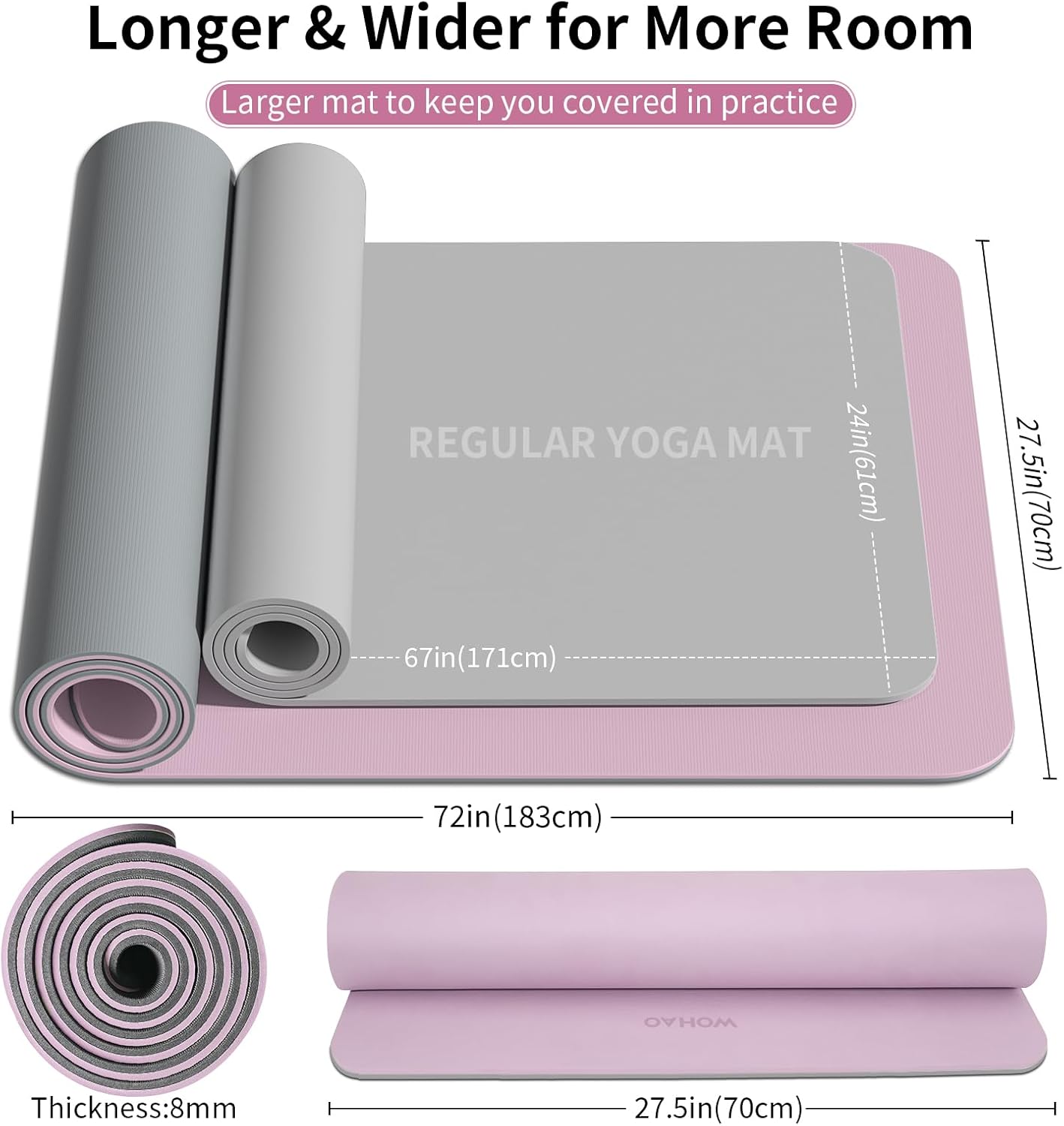 PIDO extra thick 8mm 6mm yoga mat double-sided non-slip exercise mat Taro Purple+Gray