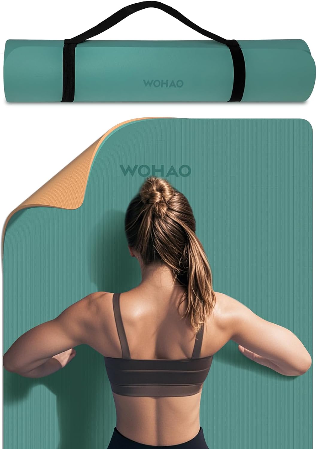 PIDO extra thick 8mm 6mm yoga mat double-sided non-slip exercise mat Peacock Green+Orange