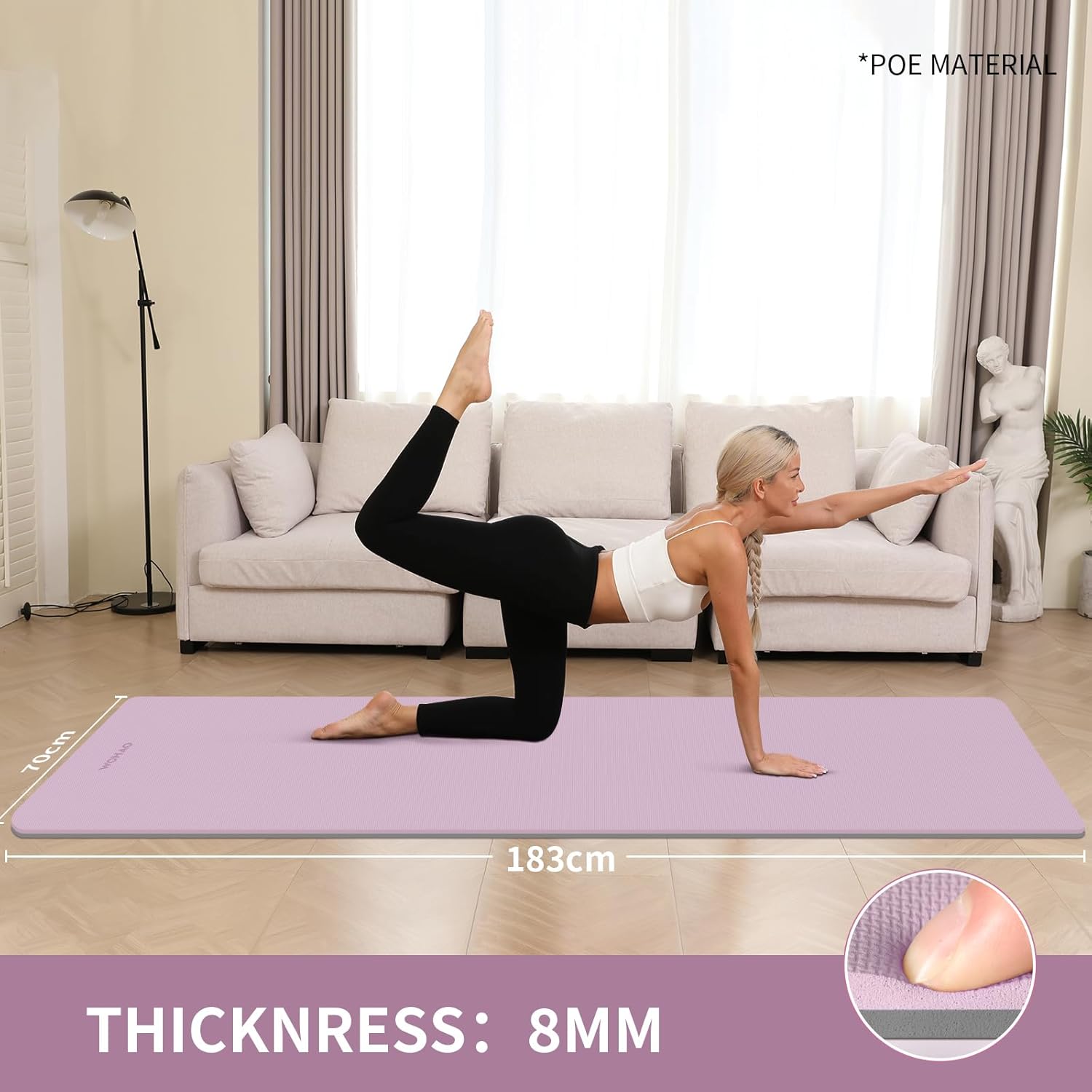 PIDO extra thick 8mm 6mm yoga mat double-sided non-slip exercise mat Taro Purple+Gray