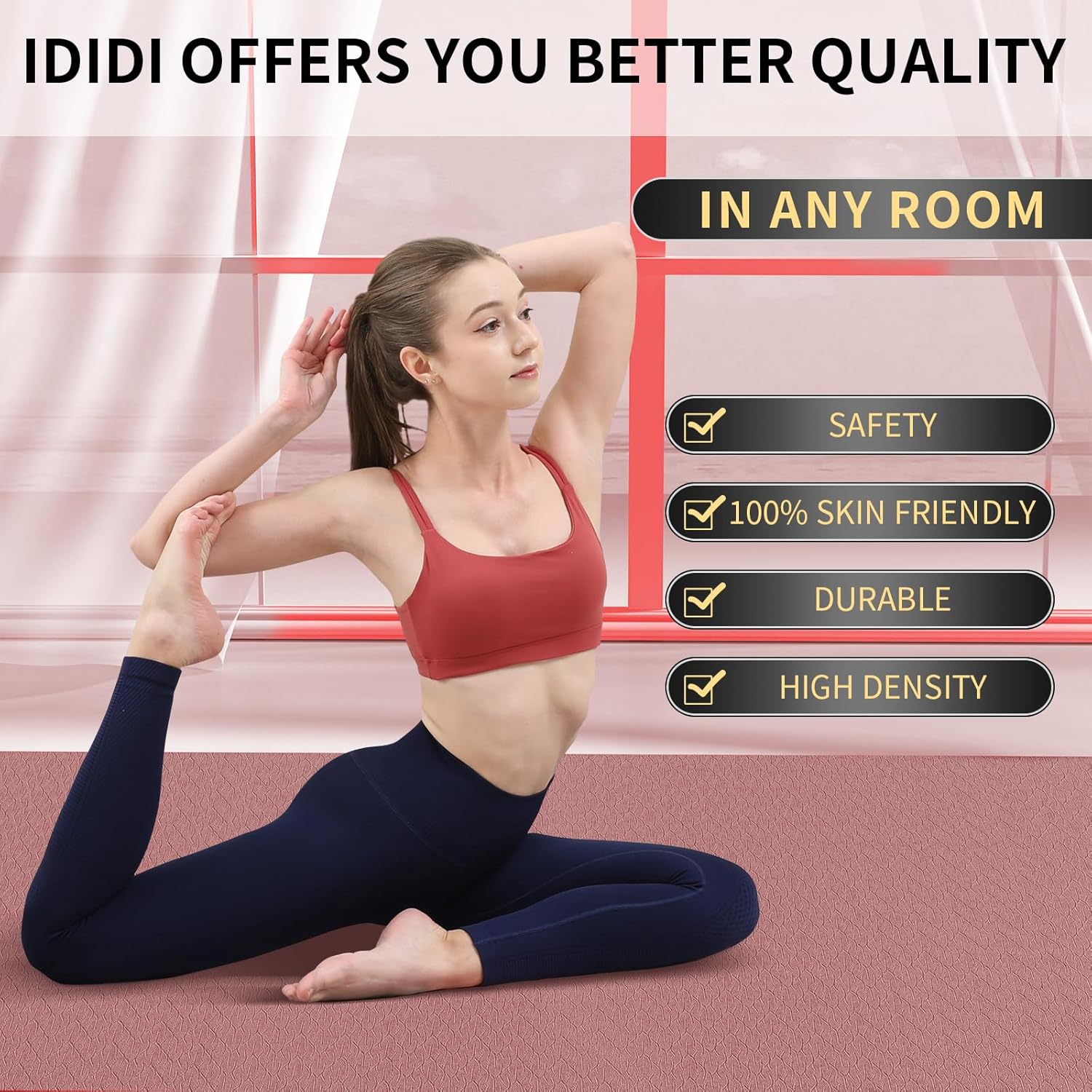 Yoga Mat with Strap,Non-Skid Workout Mat,8mm Thick Yoga Mat,POE Yoga Mats for Women Men Kids,Exercise Mat with Easy-Cinch,72