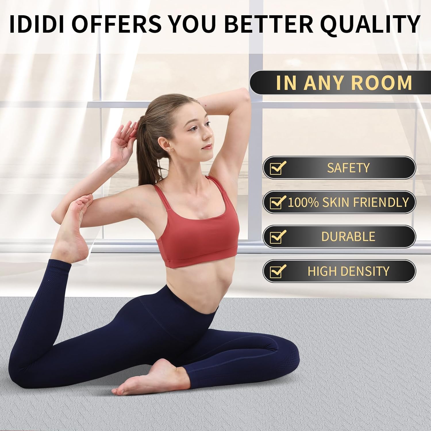 Yoga Mat with Strap,Non-Skid Workout Mat,8mm Thick Yoga Mat,POE Yoga Mats for Women Men Kids,Exercise Mat with Easy-Cinch,72