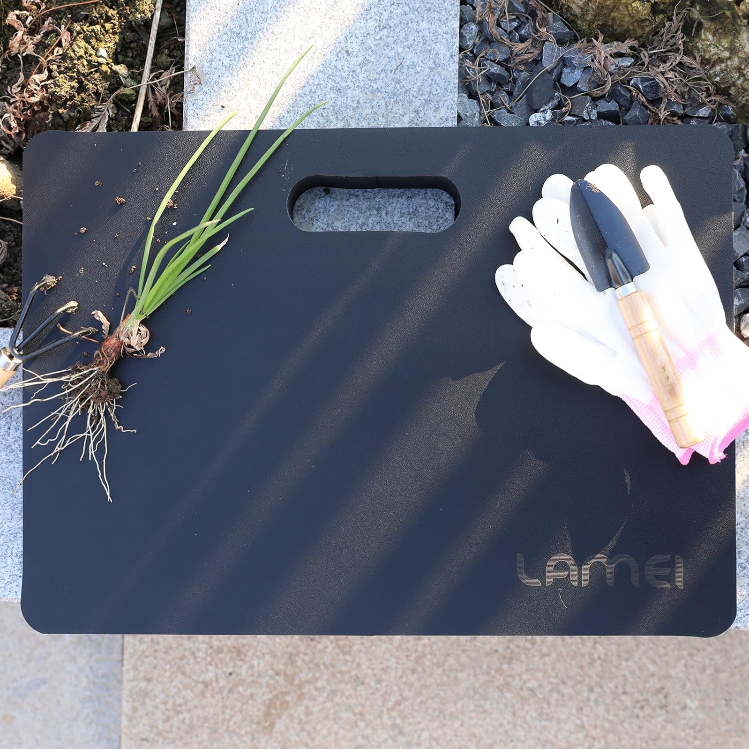 Extra Thick Garden Kneeling Pad 1.6inch, PU Leather Waterproof Surface, Non-Slip High Density POE, High Resilience, Lightweight, Easy Clean Knee Pad for Gardening, Yoga, Housework Black