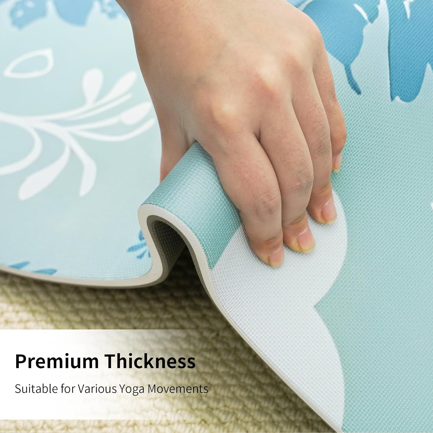 Non Slip Yoga Mat ThickPOE Material High Rebound,Suitable for Yoga, Pilates, Fitness, and More, Provides Superior Cushioning and Support, Durable and Long-Lasting (72