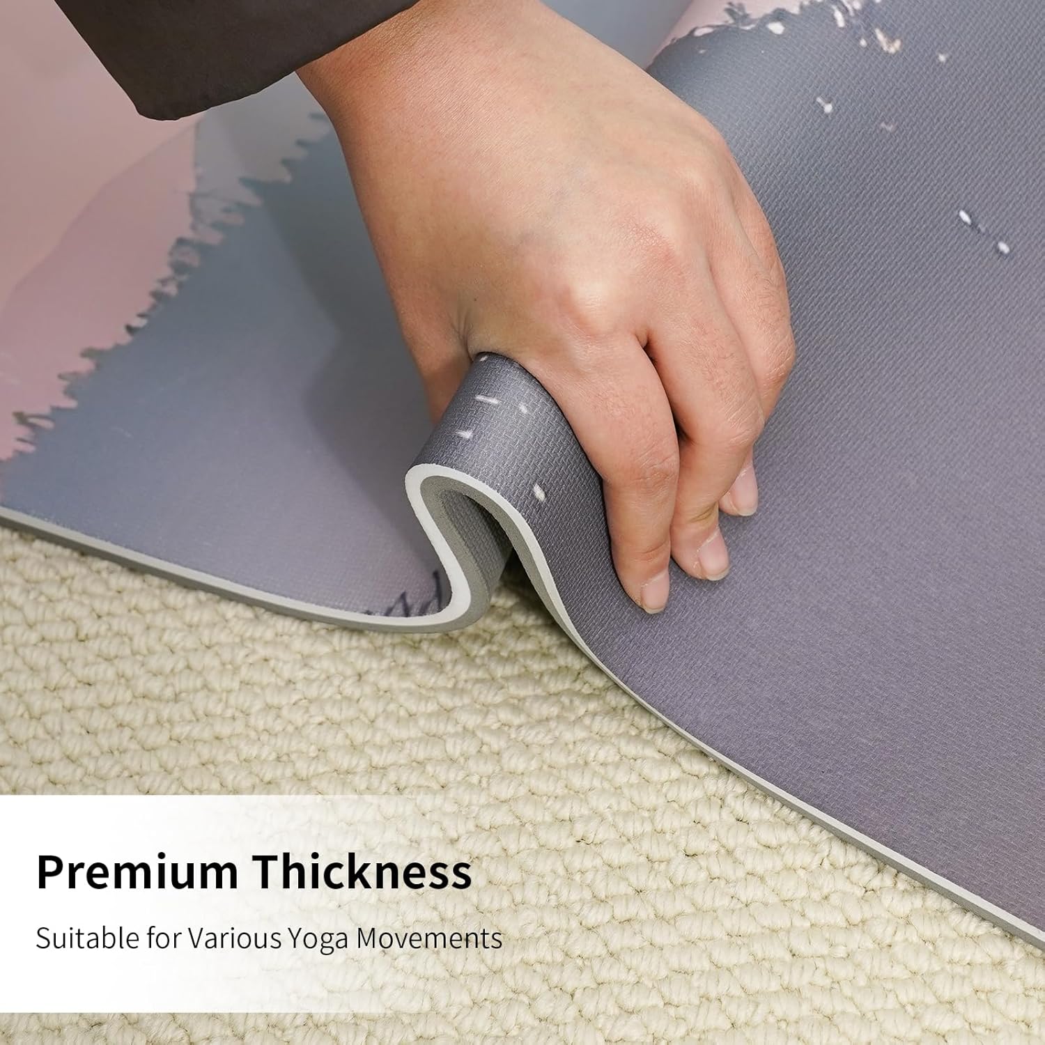 Non Slip Yoga Mat Thick POE Material High Rebound,Suitable for Yoga, Pilates, Fitness, and More, Provides Superior Cushioning Carrying Strap