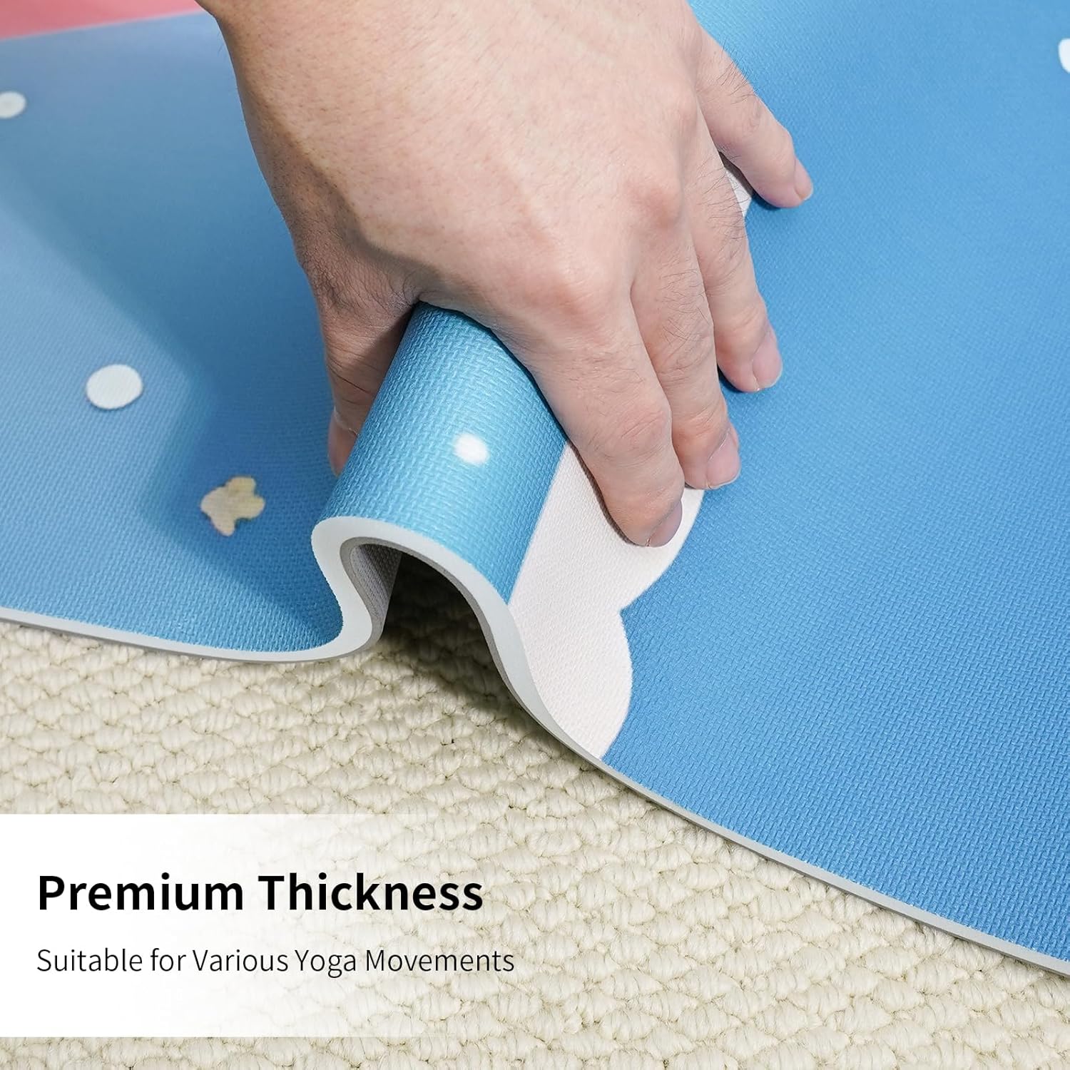 Non Slip Yoga Mat Thick POE Material High Rebound,Suitable for Yoga, Pilates, Fitness, and More, Provides Superior Cushioning Carrying Strap