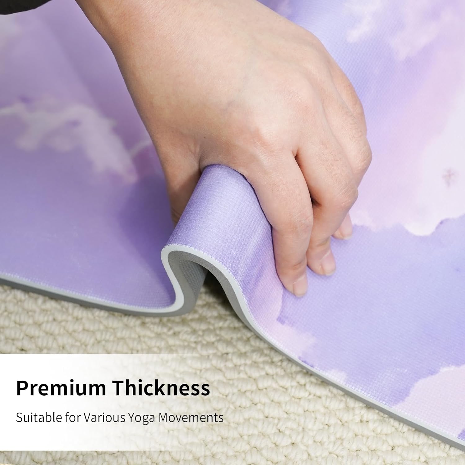 Non Slip Yoga Mat Thick POE Material High Rebound,Suitable for Yoga, Pilates, Fitness, and More, Provides Superior Cushioning Carrying Strap