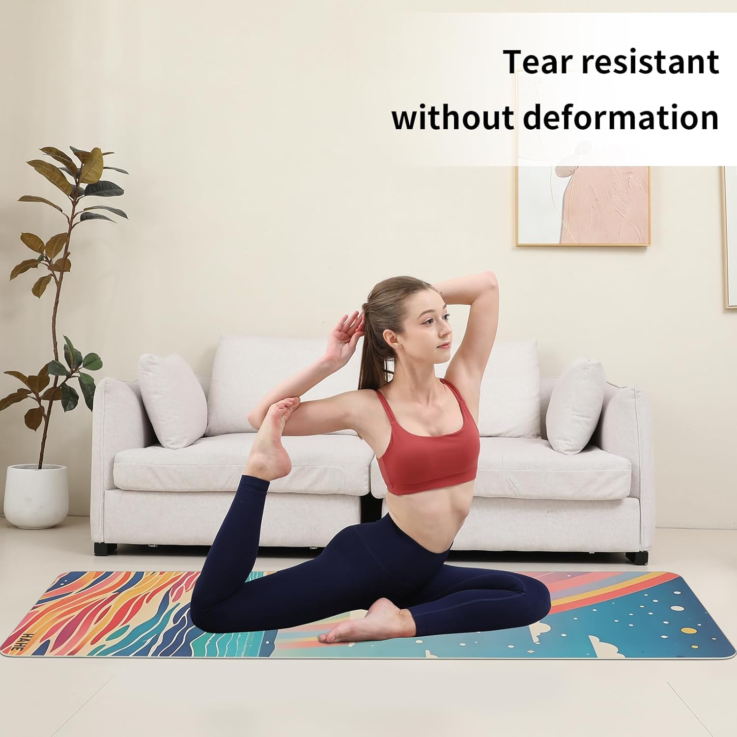 Non Slip Yoga Mat Thick POE Material High Rebound,Suitable for Yoga, Pilates, Fitness, and More, Provides Superior Cushioning Carrying Strap
