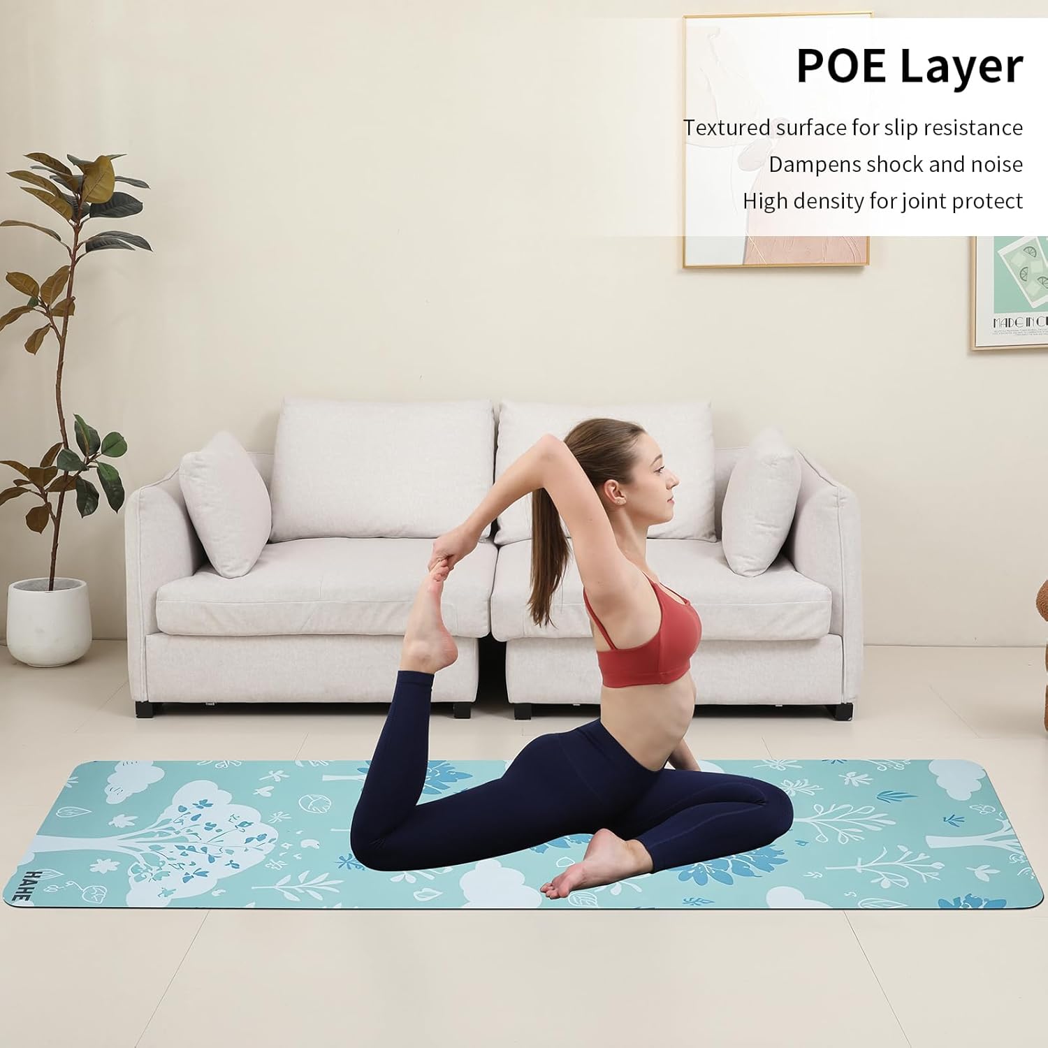 Non Slip Yoga Mat ThickPOE Material High Rebound,Suitable for Yoga, Pilates, Fitness, and More, Provides Superior Cushioning and Support, Durable and Long-Lasting (72
