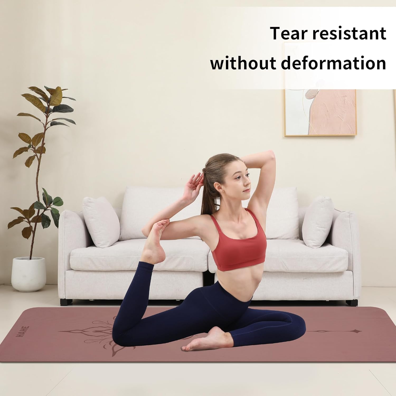 Yoga Mat POE Non Slip Yoga Mat,High Rebound Shock Absorption, Anti-Tear Sweat-Resistant for Yoga, Fitness, Home, Workouts, Large Pilates Mats with Carrying Strap